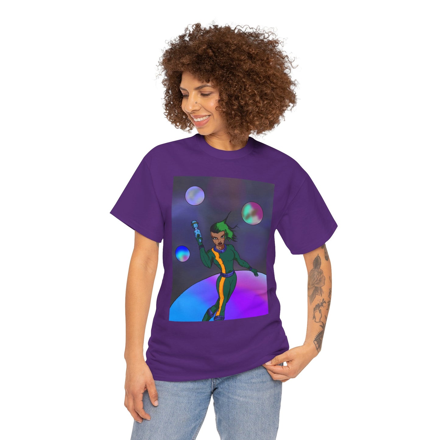 Cosmic Hero Vibe Tee - Unisex Heavy Cotton Tee, Space Art Shirt, Retro Sci-Fi T-Shirt, Gift for Space Lovers, Unique Graphic Tee