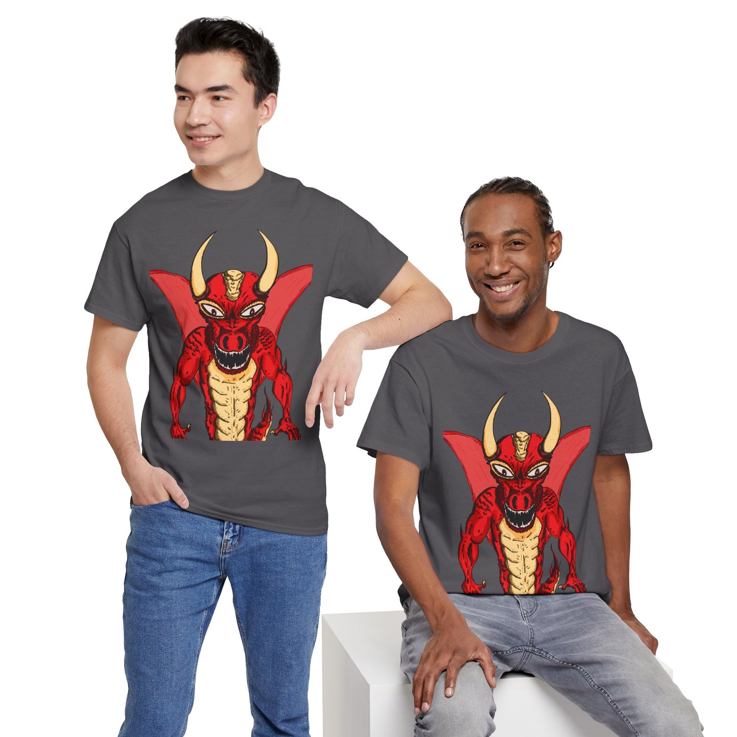 Bold Red Dragon Unisex Heavy Cotton Tee | Graphic Shirt for Anime Fans, Party Wear, Casual Outfit, Gift for Him/Her