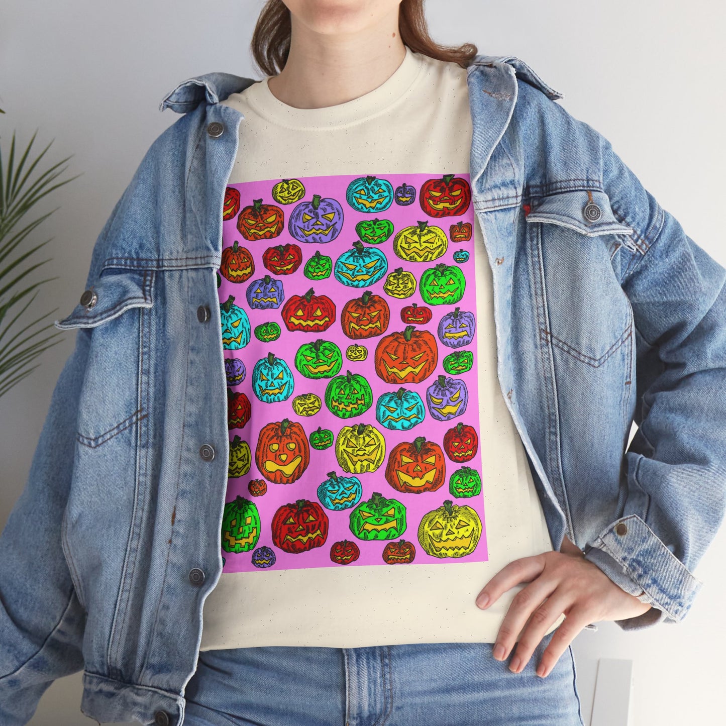 Colorful Pumpkin Graphic Tee, Unisex Cotton T-Shirt, Halloween Costume, Fall Apparel, Trendy Graphic Shirt, Casual Wear