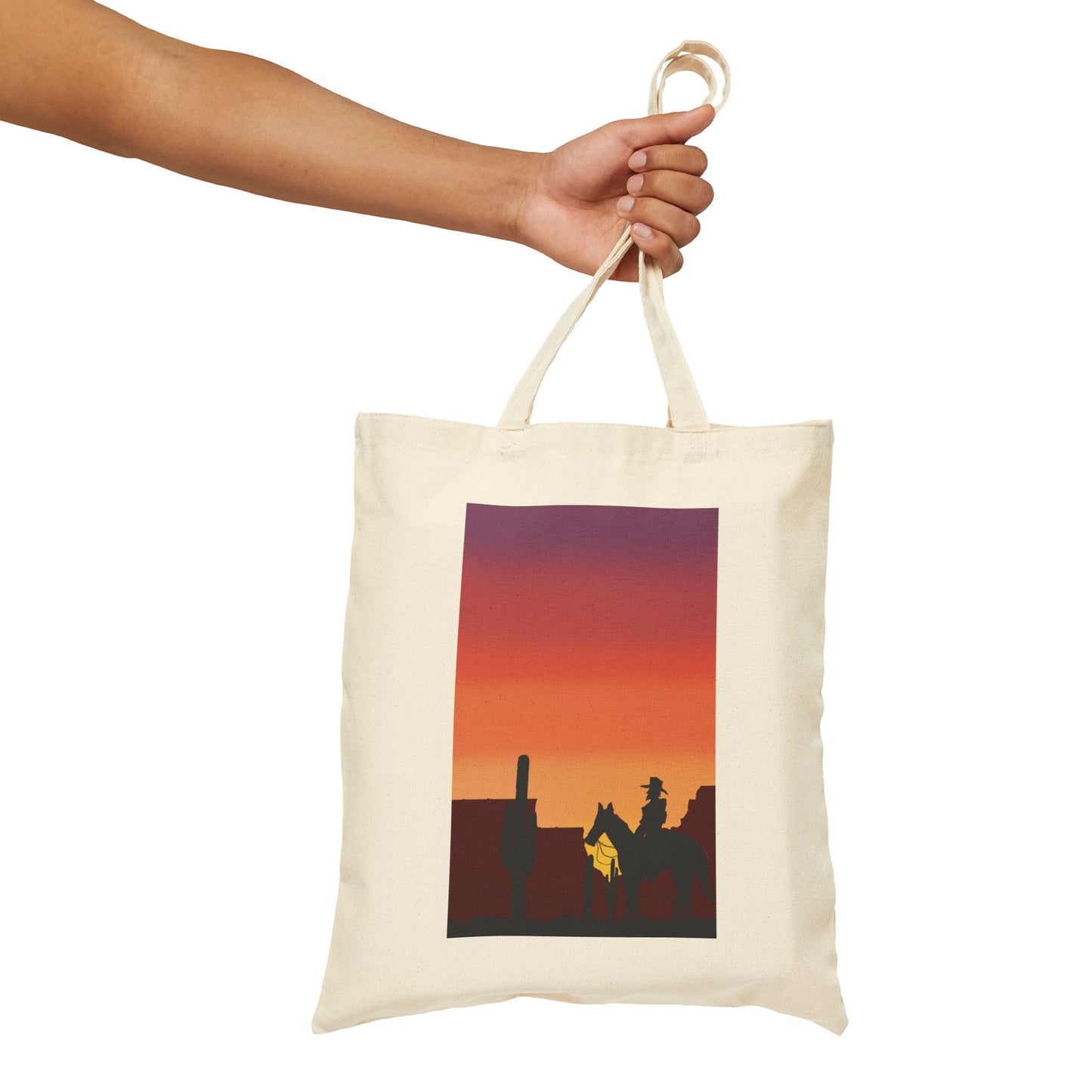 Sunset Silhouette Canvas Tote Bag – Desert Skyline Sunset Eco Tote