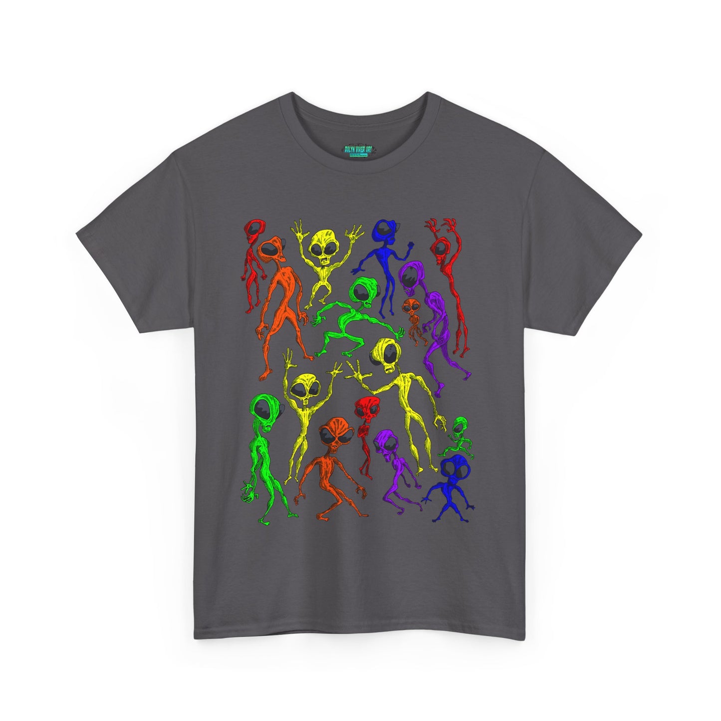 Rainbow Alien Dance Party Unisex Tee - Cosmic Sci-Fi Shirt