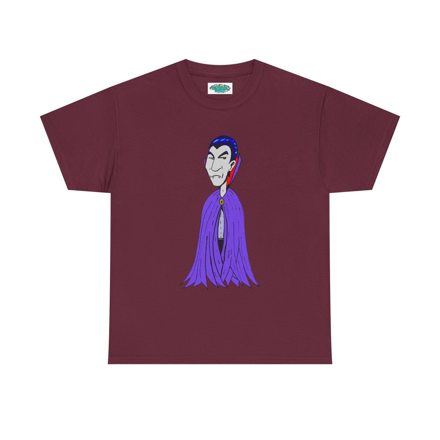 Vampire Cartoon Tee - Cute Purple Cloak Dracula Graphic T-Shirt
