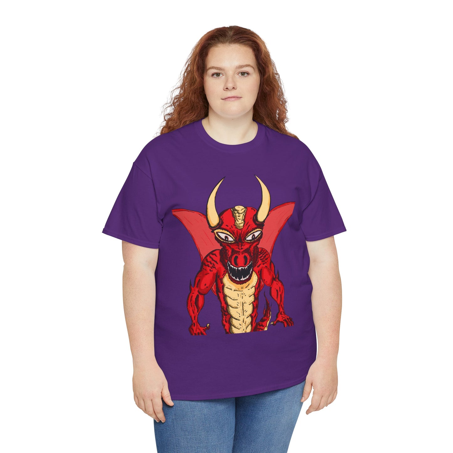 Bold Red Dragon Unisex Heavy Cotton Tee | Graphic Shirt for Anime Fans, Party Wear, Casual Outfit, Gift for Him/Her