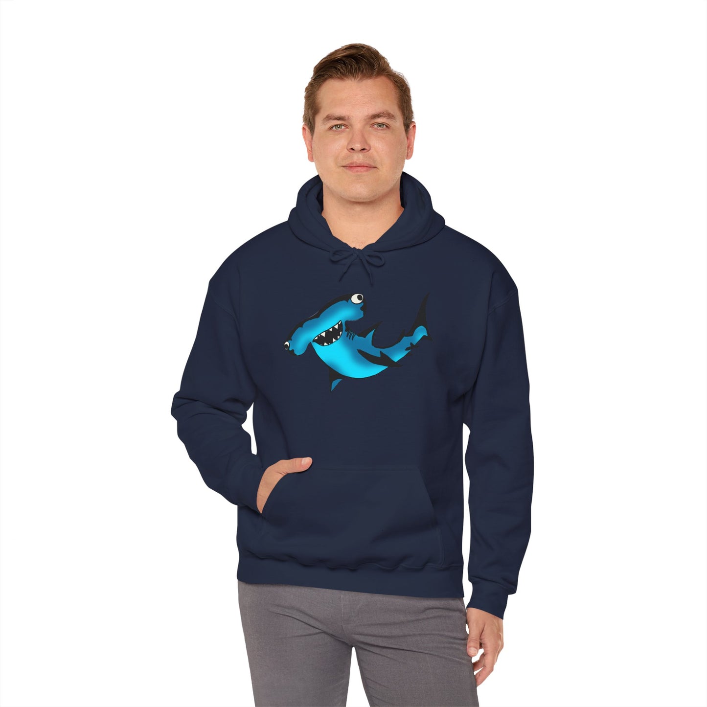 Harley Hammerhead Shark Design Unisex Hooded Sweatshirt, Funny Gift for Ocean Lovers, Casual Wear, Beach Days, Unique Apparel, Birthday Present