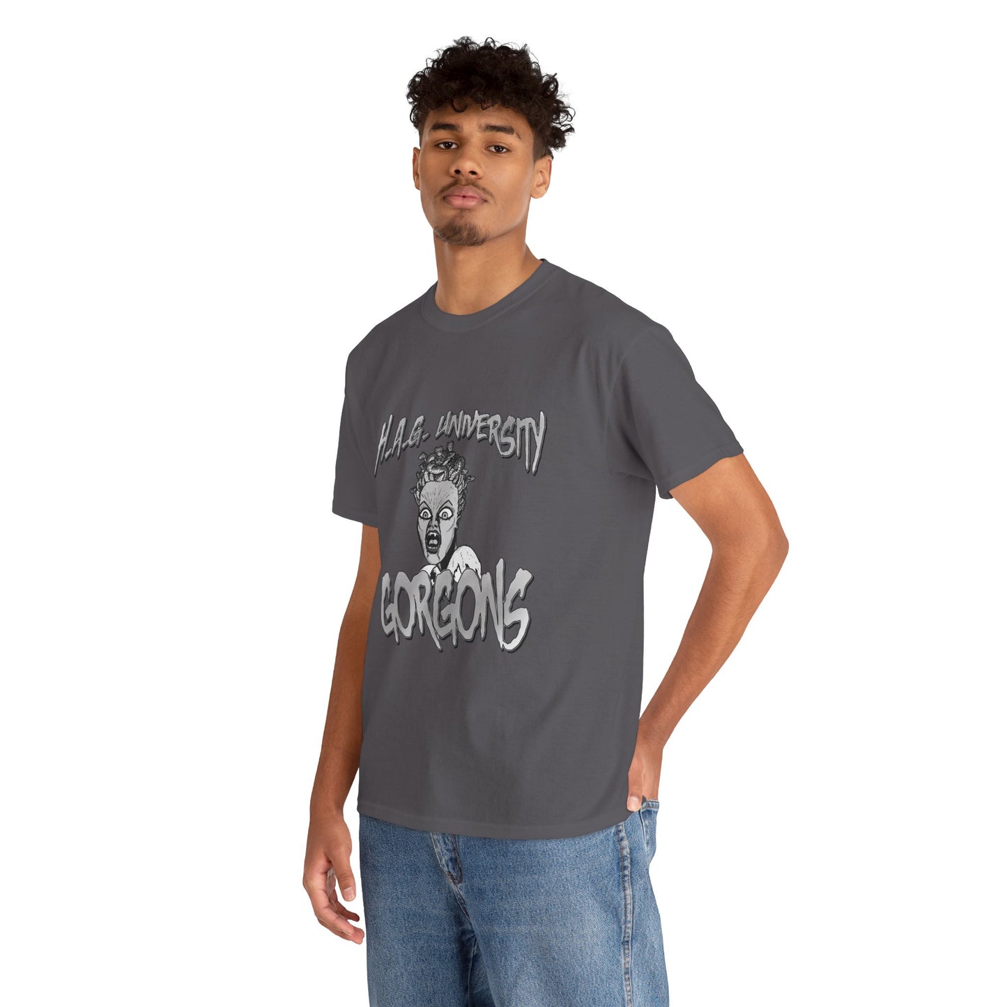 Graphic Tee with Gorgon Mascot - Greek Mythology University Unisex Shirt