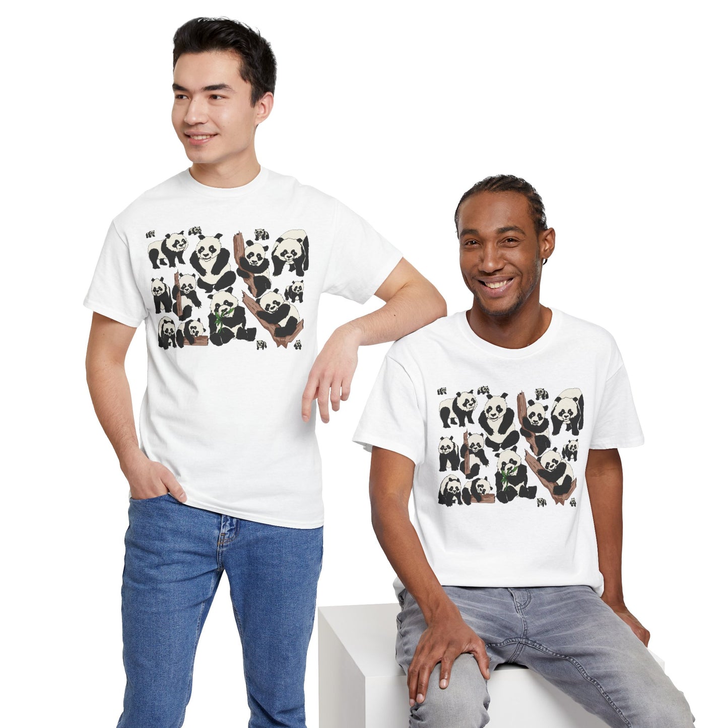 Cute Panda Design Unisex Heavy Cotton Tee | Animal Lover Gift, Casual Wear, Eco-Friendly Apparel, Nature Enthusiast Clothing
