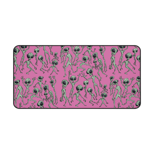 Alien Dance Party Desk Mat in pink - Science Fiction Sci-Fi Aliens Outer Space Cosmic Intergalactic