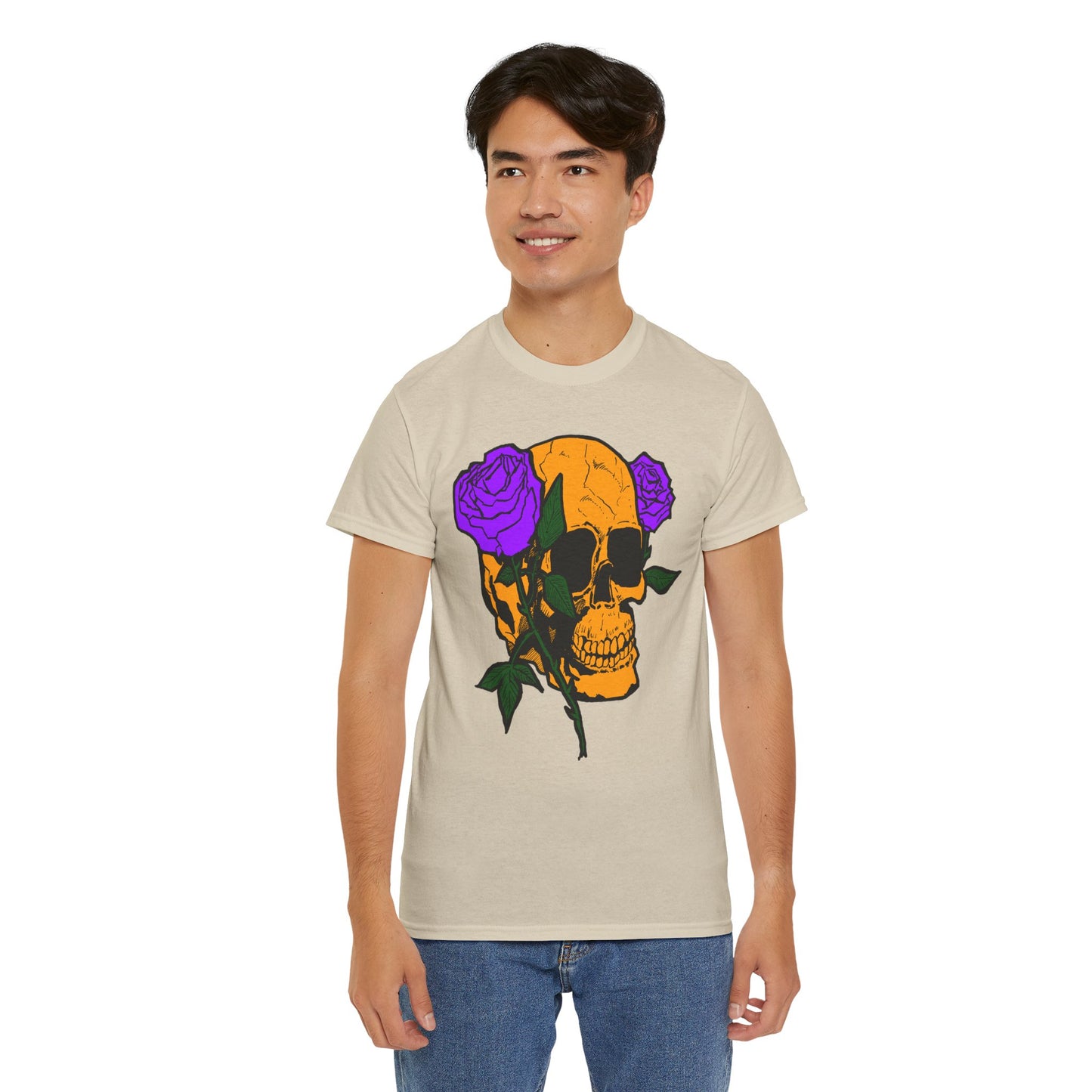 Skull and Roses Unisex Tee, Gothic Aesthetic Shirt, Vintage Graphic T-Shirt, Streetwear Essentials, Edgy Casual Wear