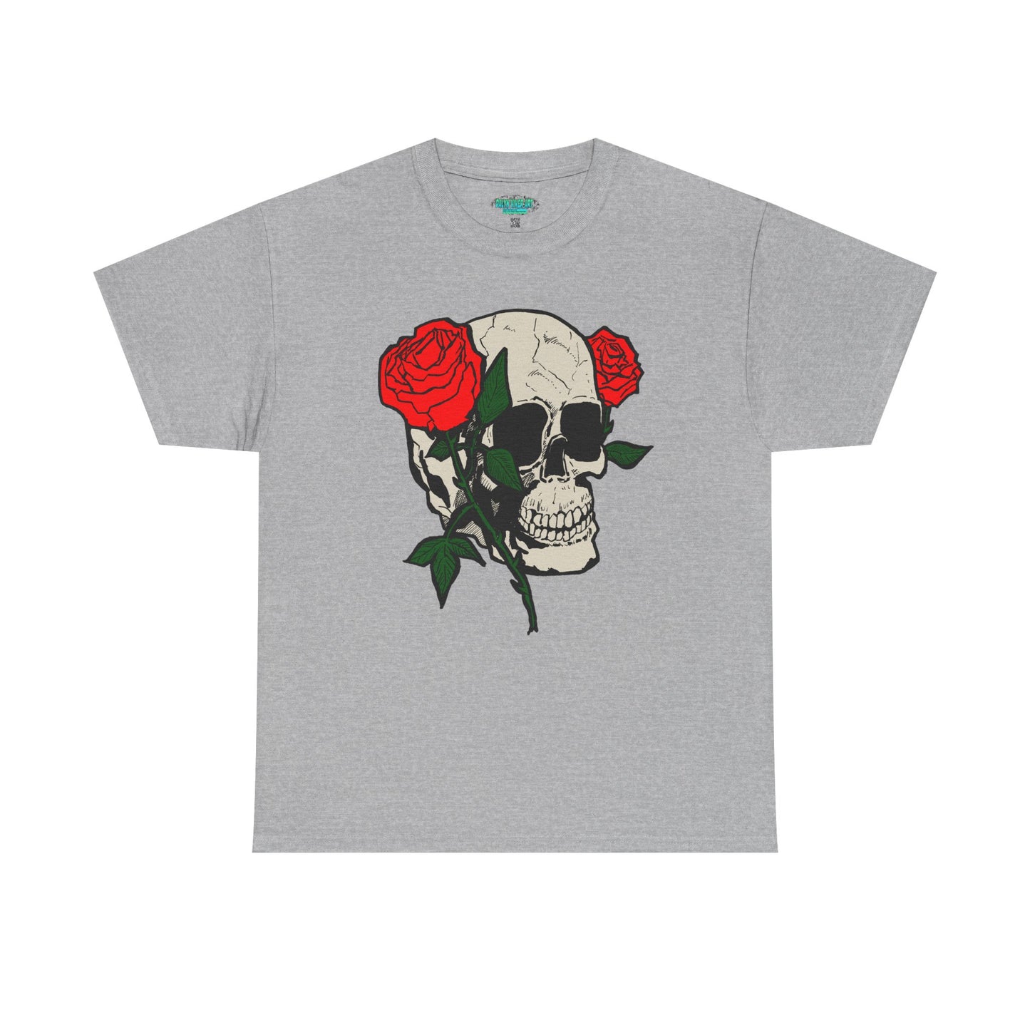 Skull & Roses Unisex Heavy Cotton Tee - Edgy Graphic T-Shirt for Casual Style