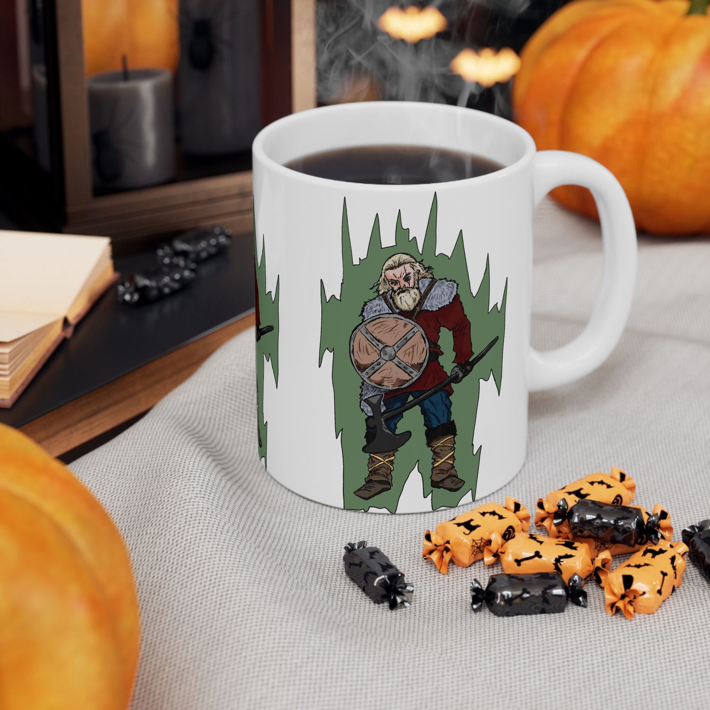 Epic Viking Warrior Ceramic Mug, Norse Mythology Gift, Coffee Cup for Gamers, Fantasy Lover's Mug, Unique Home Decor