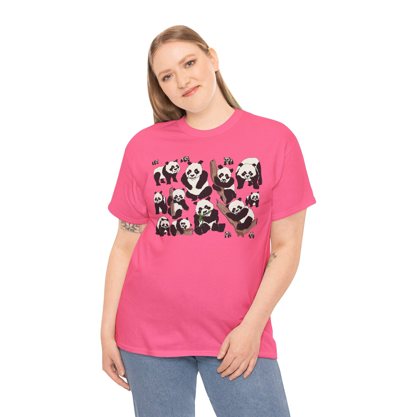 Cute Panda Design Unisex Heavy Cotton Tee | Animal Lover Gift, Casual Wear, Eco-Friendly Apparel, Nature Enthusiast Clothing