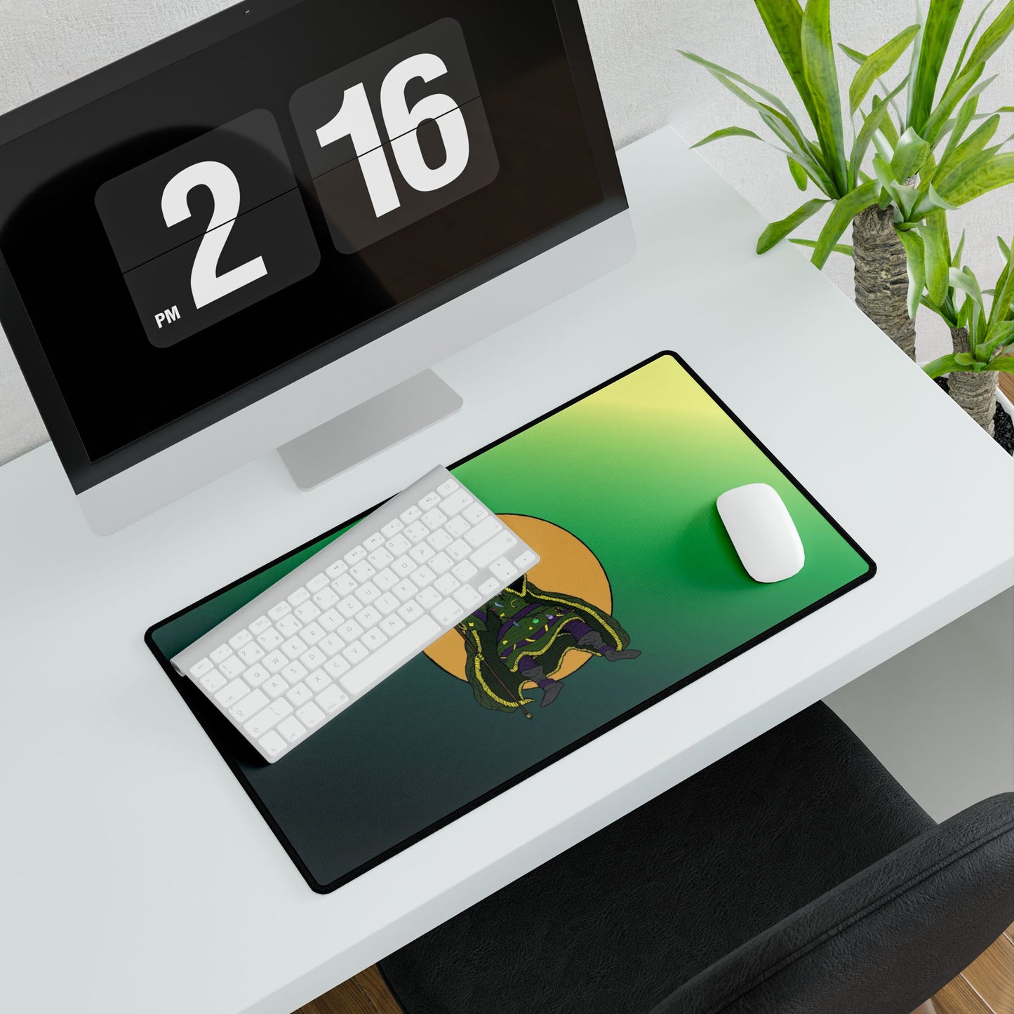 Wizard Desk Mat – Green Moon Gaming & Office Mouse Pad or Card Playing Mat