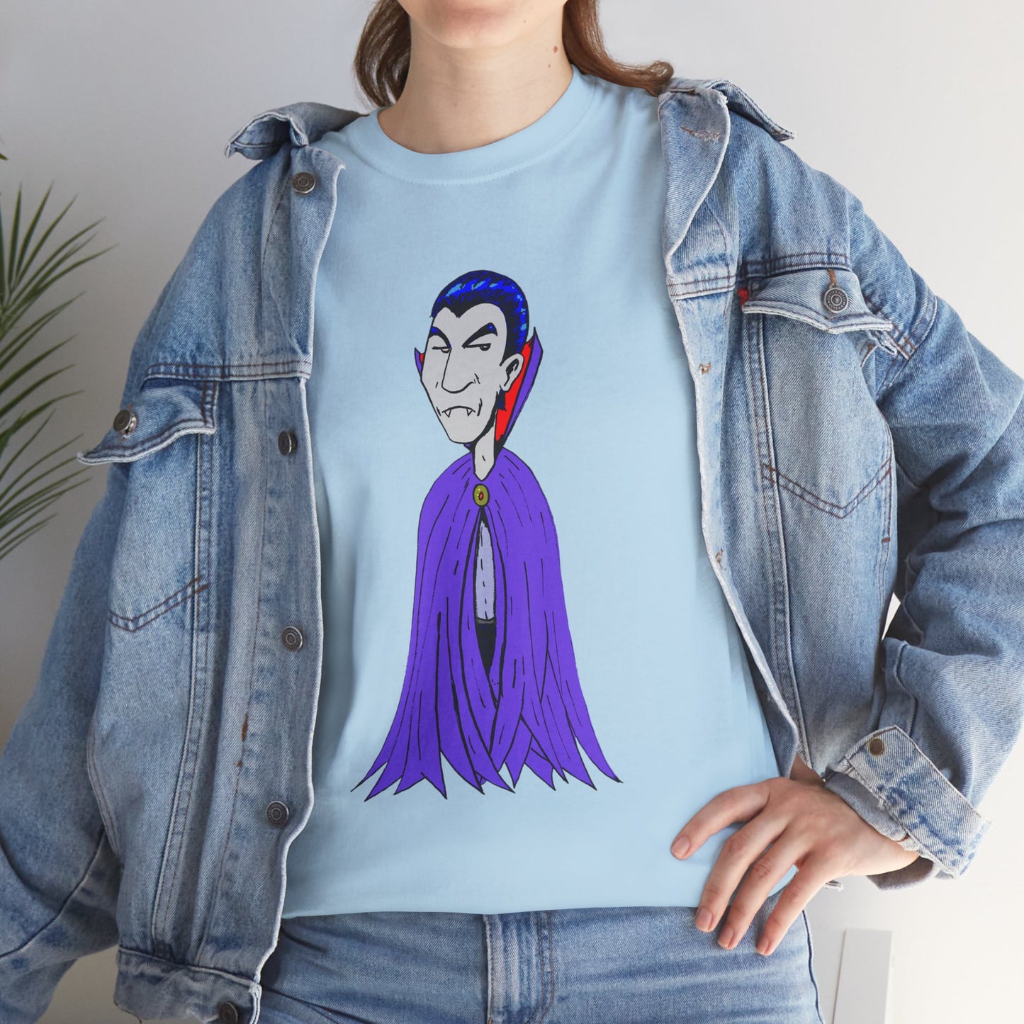 Vampire Cartoon Tee - Cute Purple Cloak Dracula Graphic T-Shirt