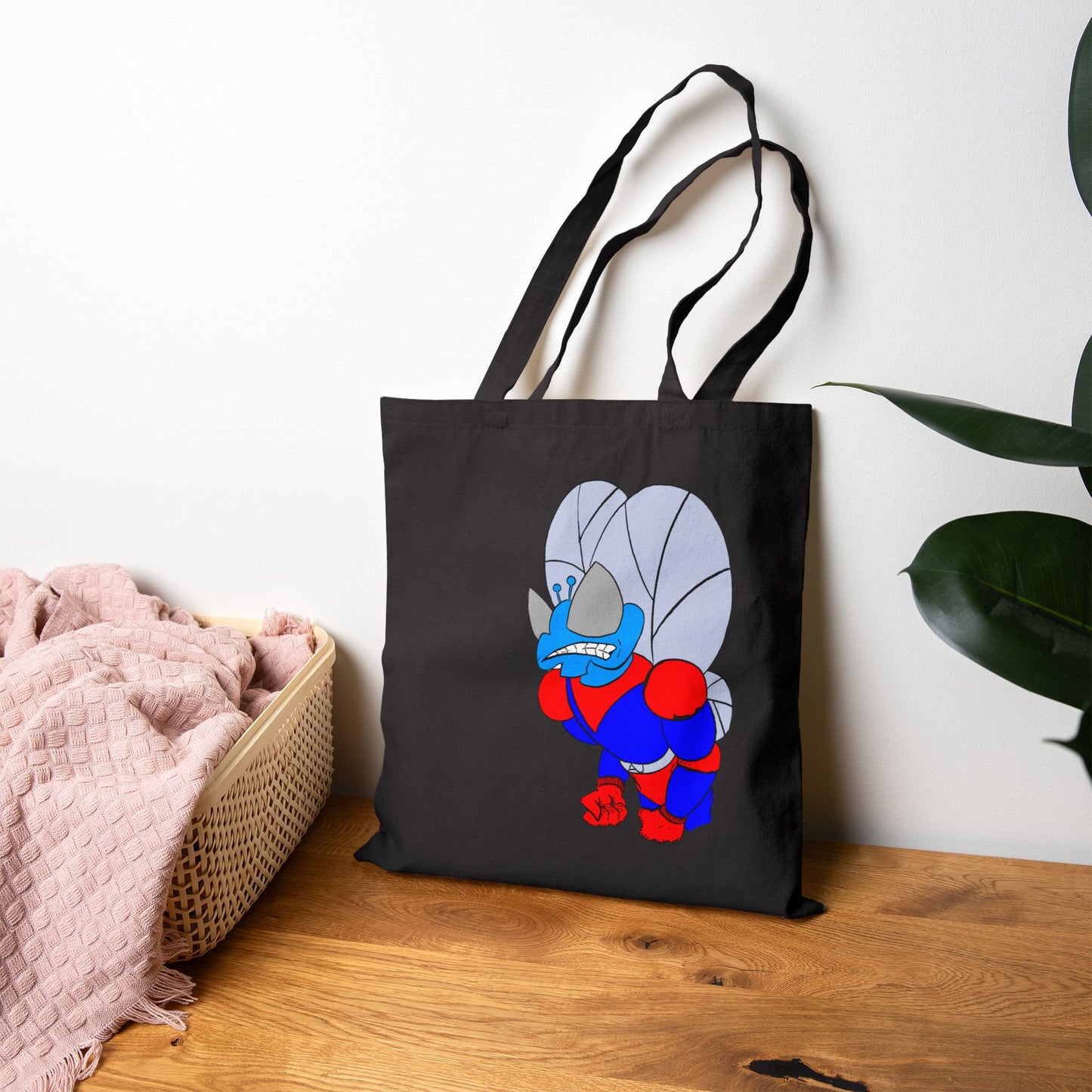 The Astounding Astro-Fly Illustration Tote Bag - Eco Canvas Grocery & Book Bag