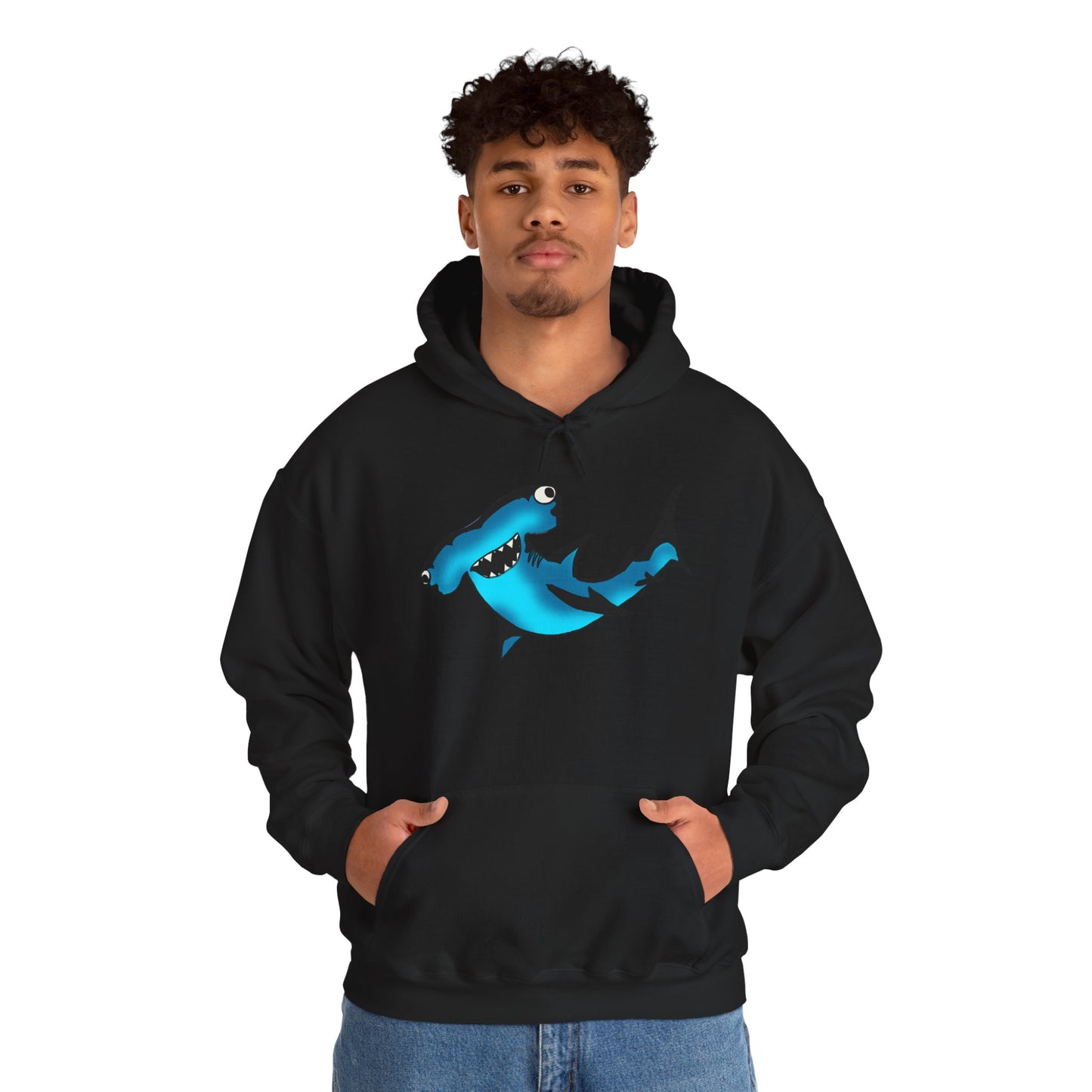 Harley Hammerhead Shark Design Unisex Hooded Sweatshirt, Funny Gift for Ocean Lovers, Casual Wear, Beach Days, Unique Apparel, Birthday Present