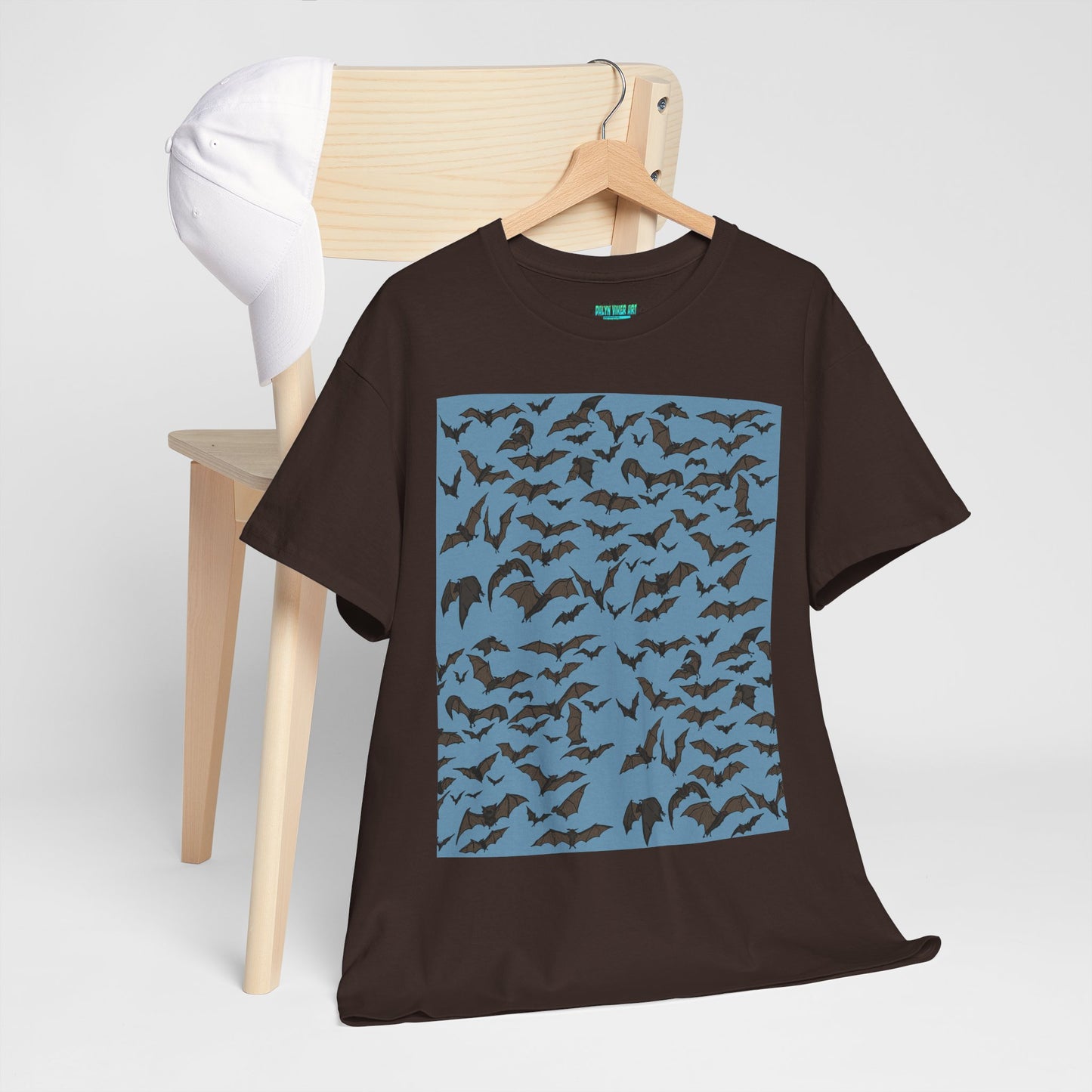 Unisex Bat Print Cotton Tee, Casual Graphic Tee, Halloween Apparel, Unique Gift for Animal Lovers, Stylish Everyday Wear
