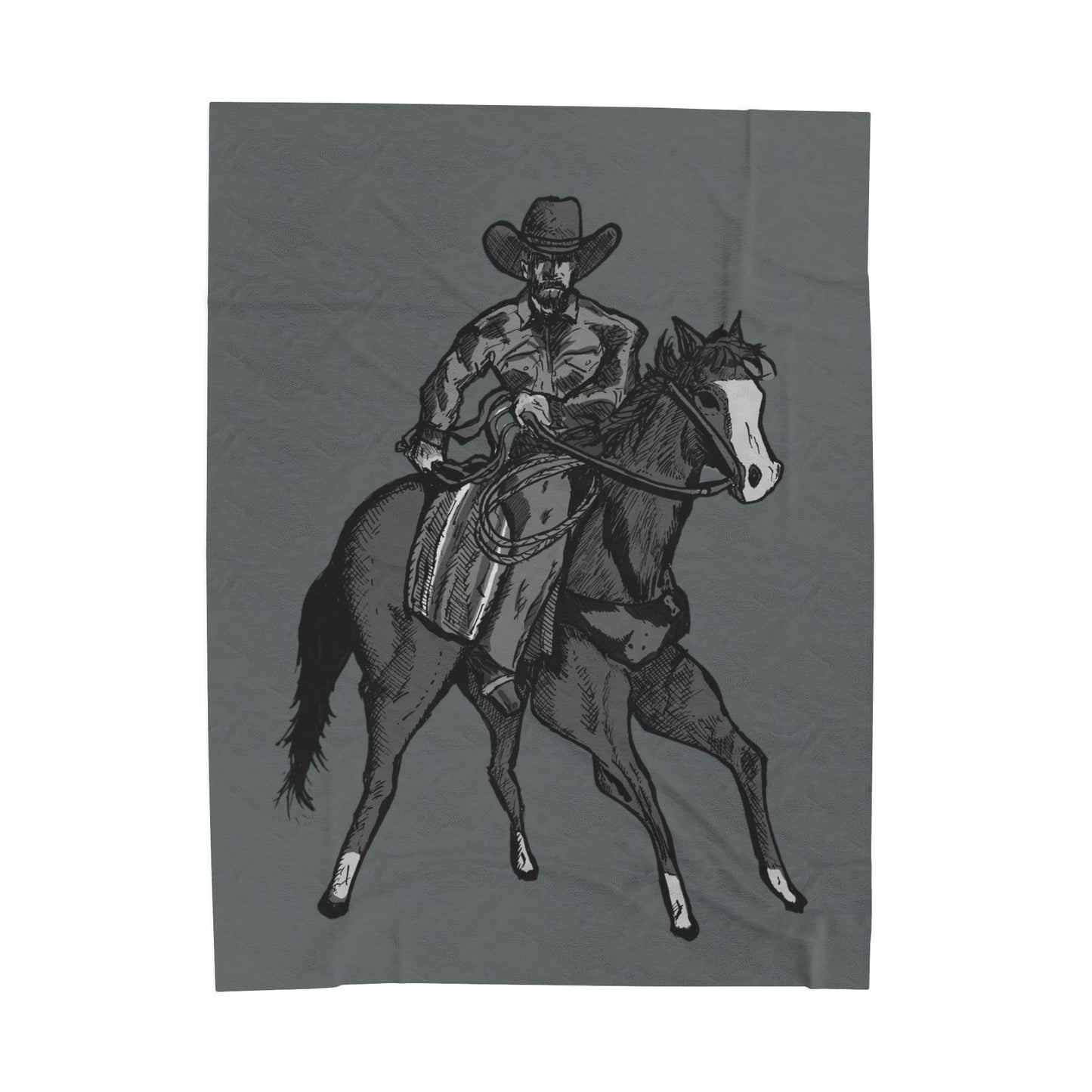 Cowboy Horse Velveteen Plush Blanket – Western Rodeo Throw for Horse Lovers