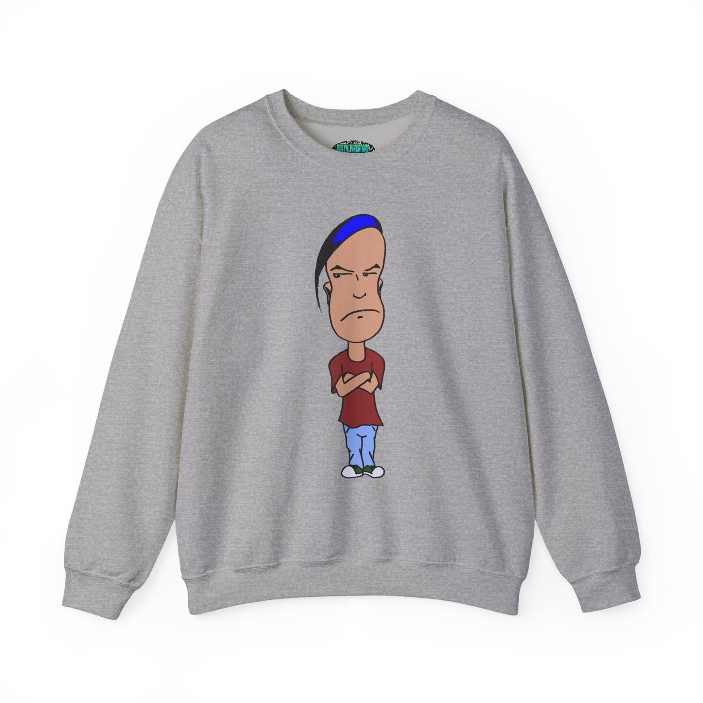 Smug Cartoon Graphic Crewneck Sweatshirt for Casual Style