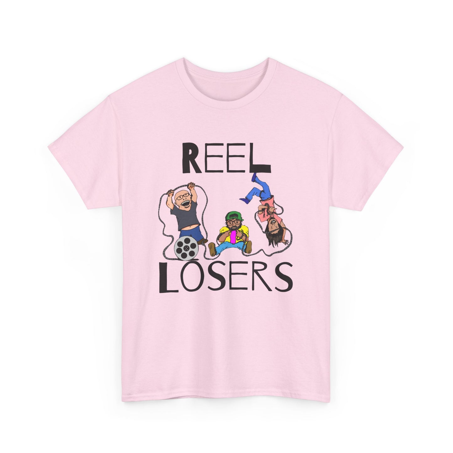 Reel Losers Podcast Unisex Heavy Cotton Tee, Funny Graphic Shirt, Casual Everyday Wear, Gift for Movie Lovers, Humor T-Shirt