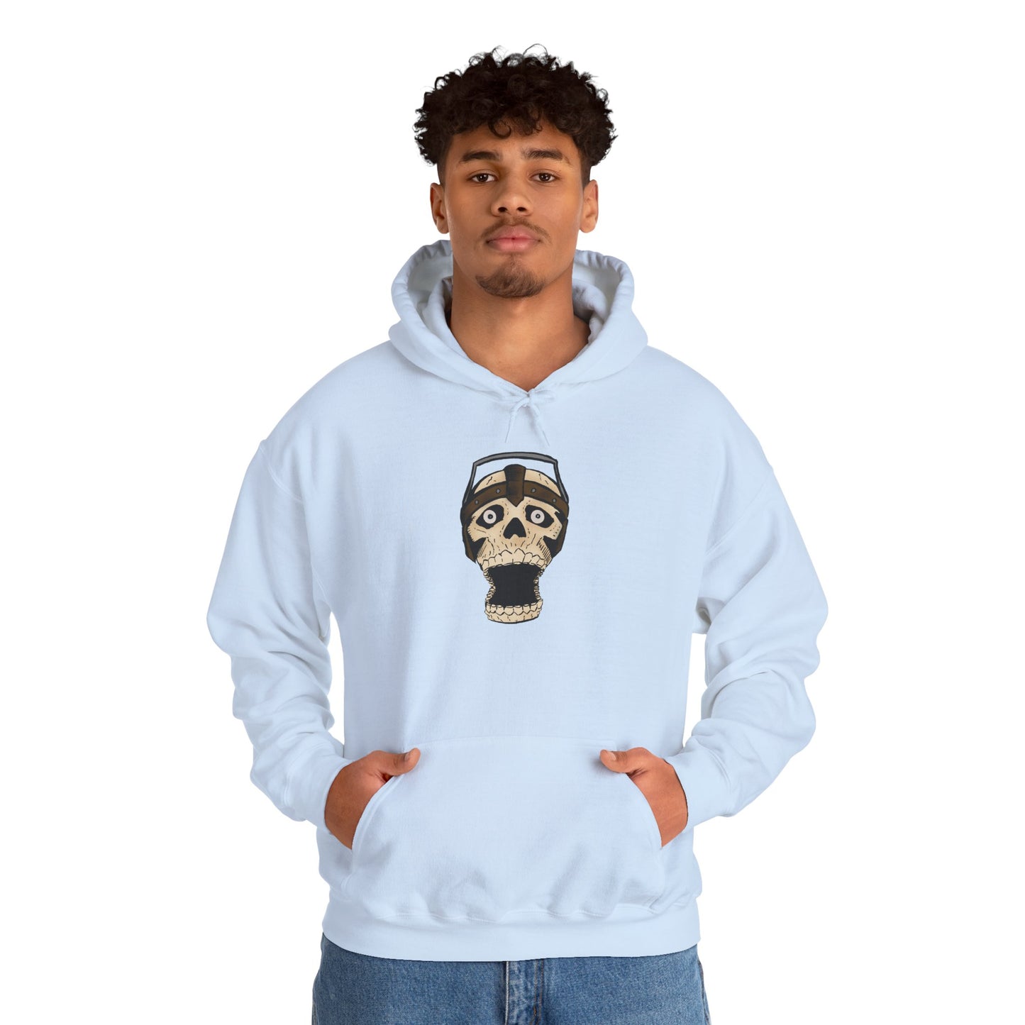 Screaming Skull Graphic Hoodie, Unisex Heavy Blend Sweatshirt, Cozy Casual Wear, Gift for Halloween, Unique October Fashion, Everyday Comfort