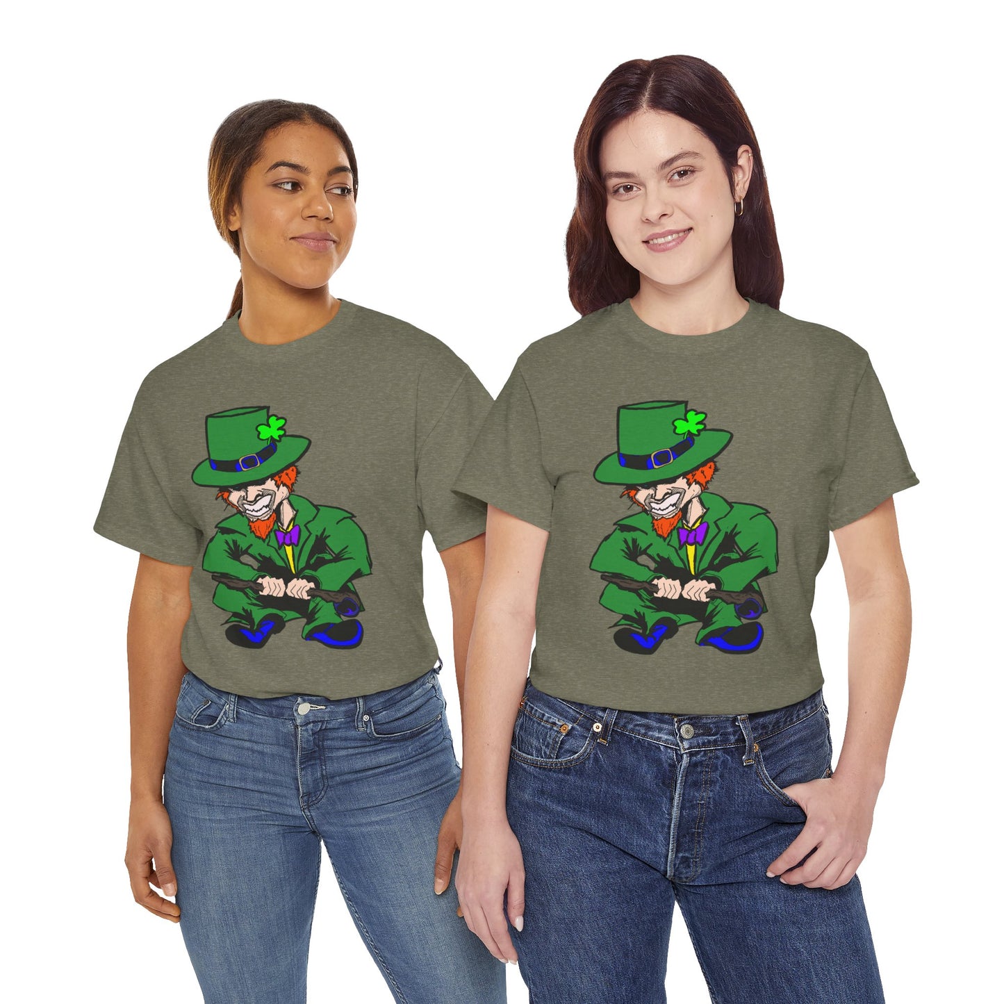 Funny Mischievious Leprechaun Saint Patrick's Day Unisex Heavy Cotton Tee - Leprechaun Design