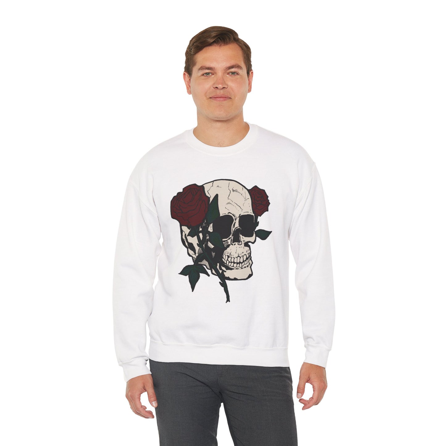 Skull & Rose Crewneck Sweatshirt - Unisex Heavy Blend™