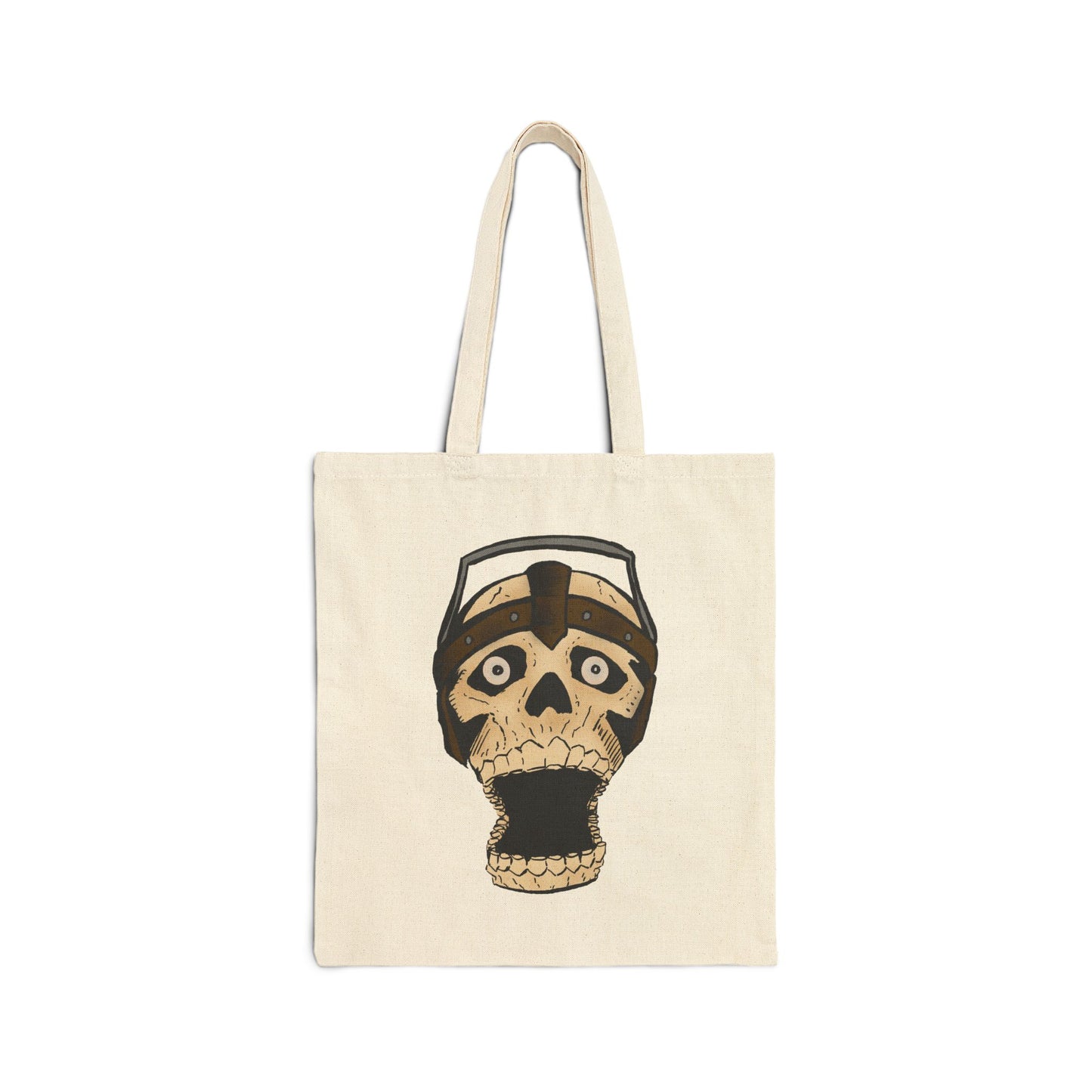 Screaming Skull Canvas Tote Bag — Retro Electrified Skull Design