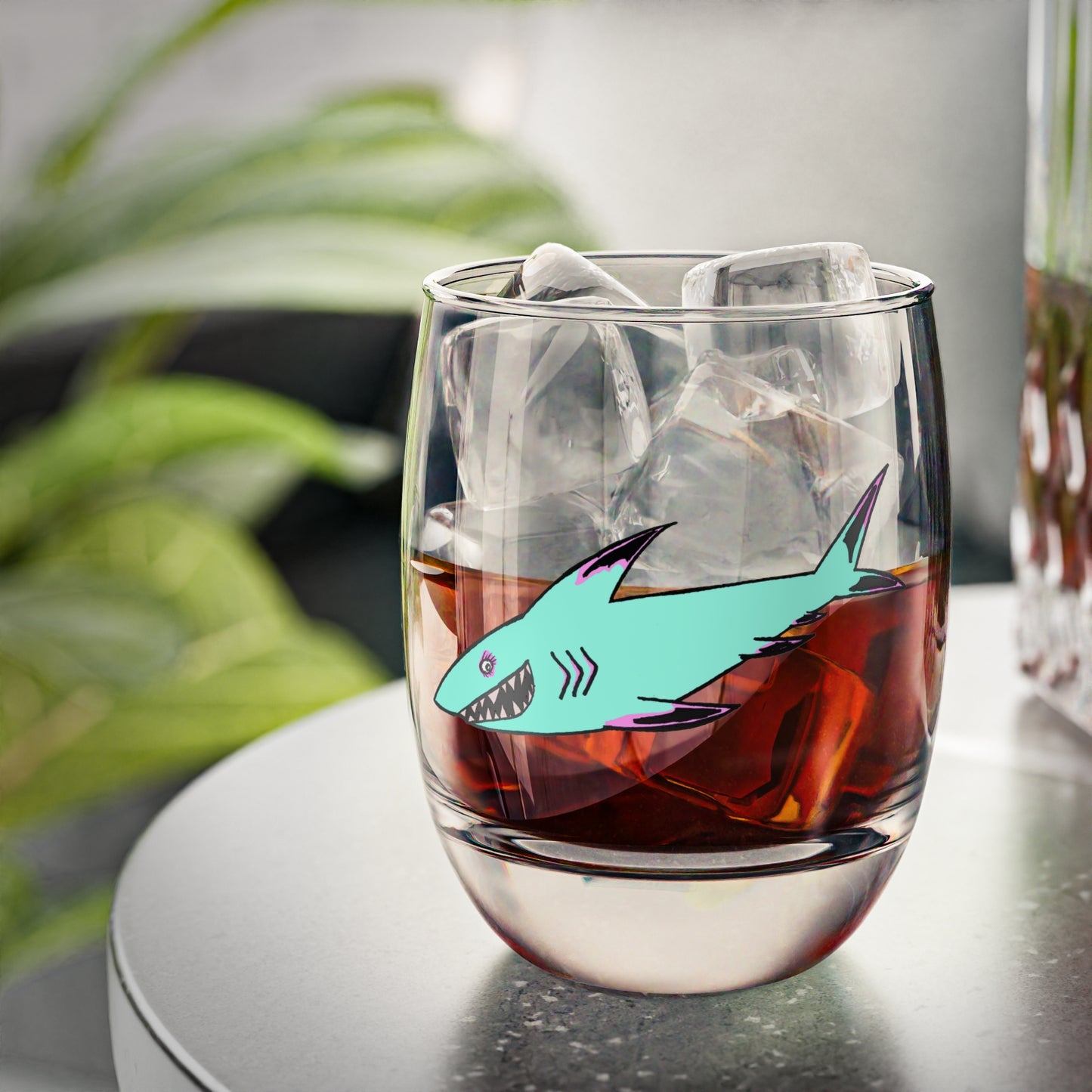 Shark-Themed Whiskey Glass, Unique Gift for Whiskey Lovers, Fun Glassware for Parties, Cool Barware for Celebrations