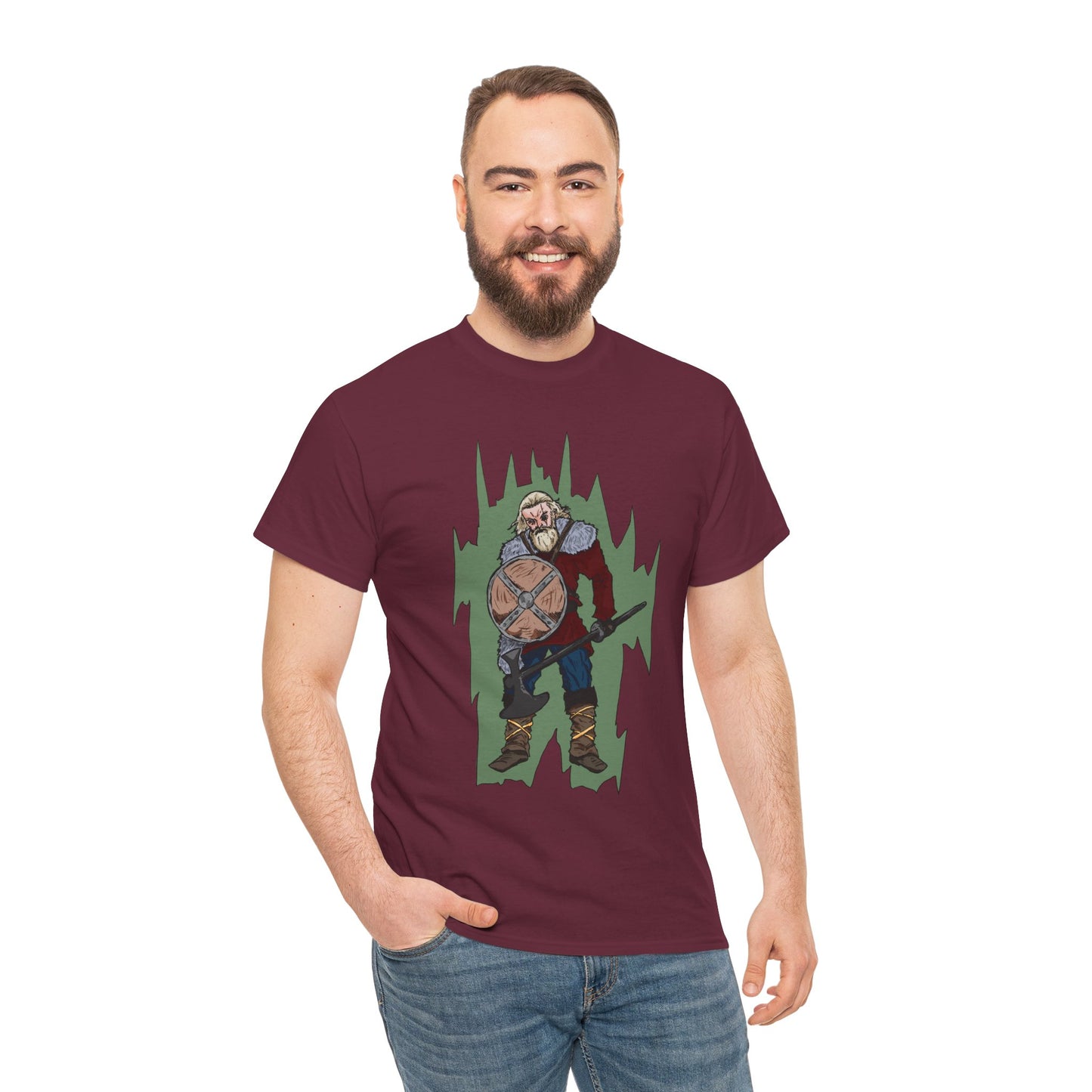 Epic Warrior Graphic Tee, Unisex Heavy Cotton Shirt, Casual Wear, Gamer Gift, Medieval Art Clothing, Battle Theme Fashion