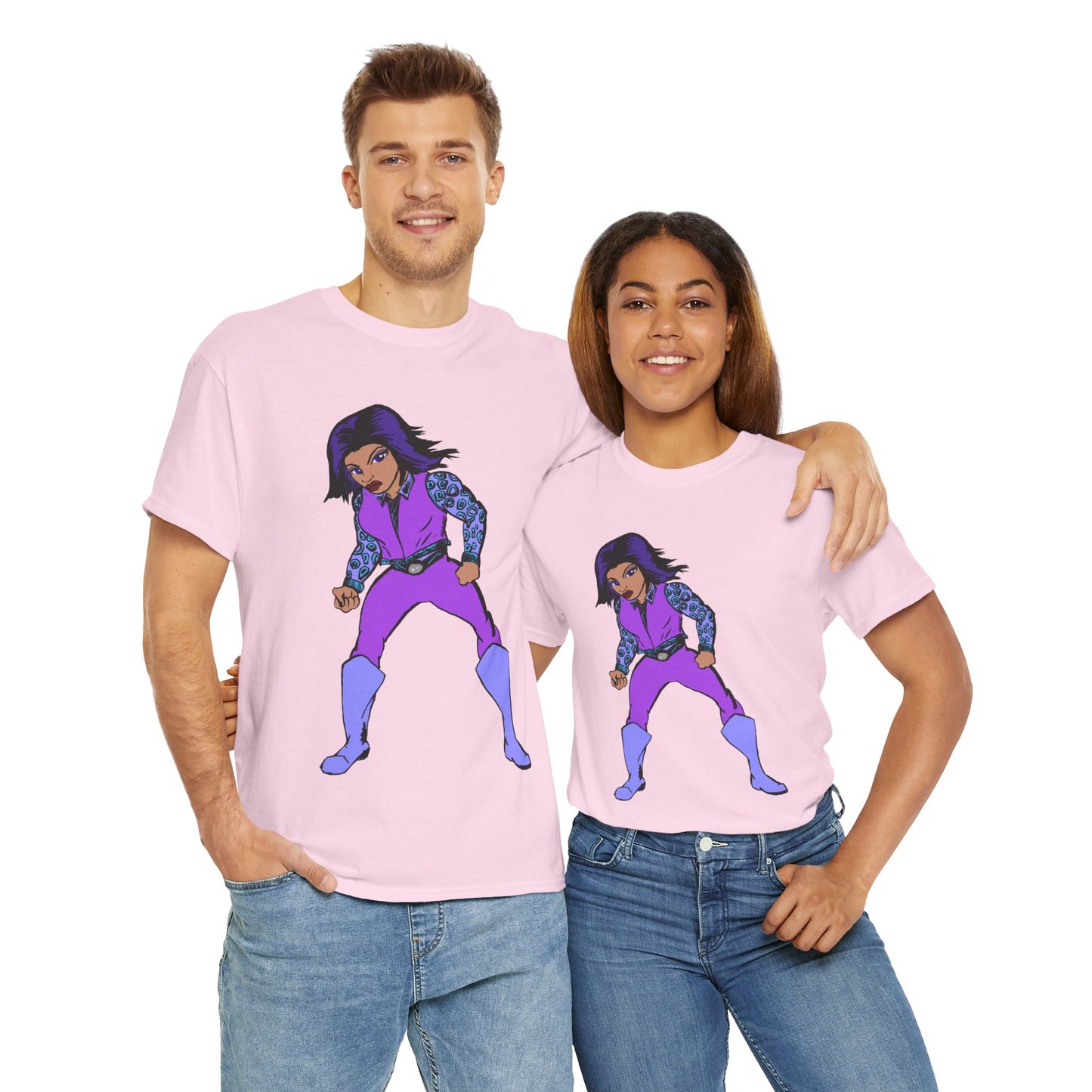Retro Cartoon Hero Woman Character Unisex Heavy Cotton Tee, Vintage Graphic Tee, Fun T-Shirt, Gift for Fans, Casual Wear, Everyday Tee