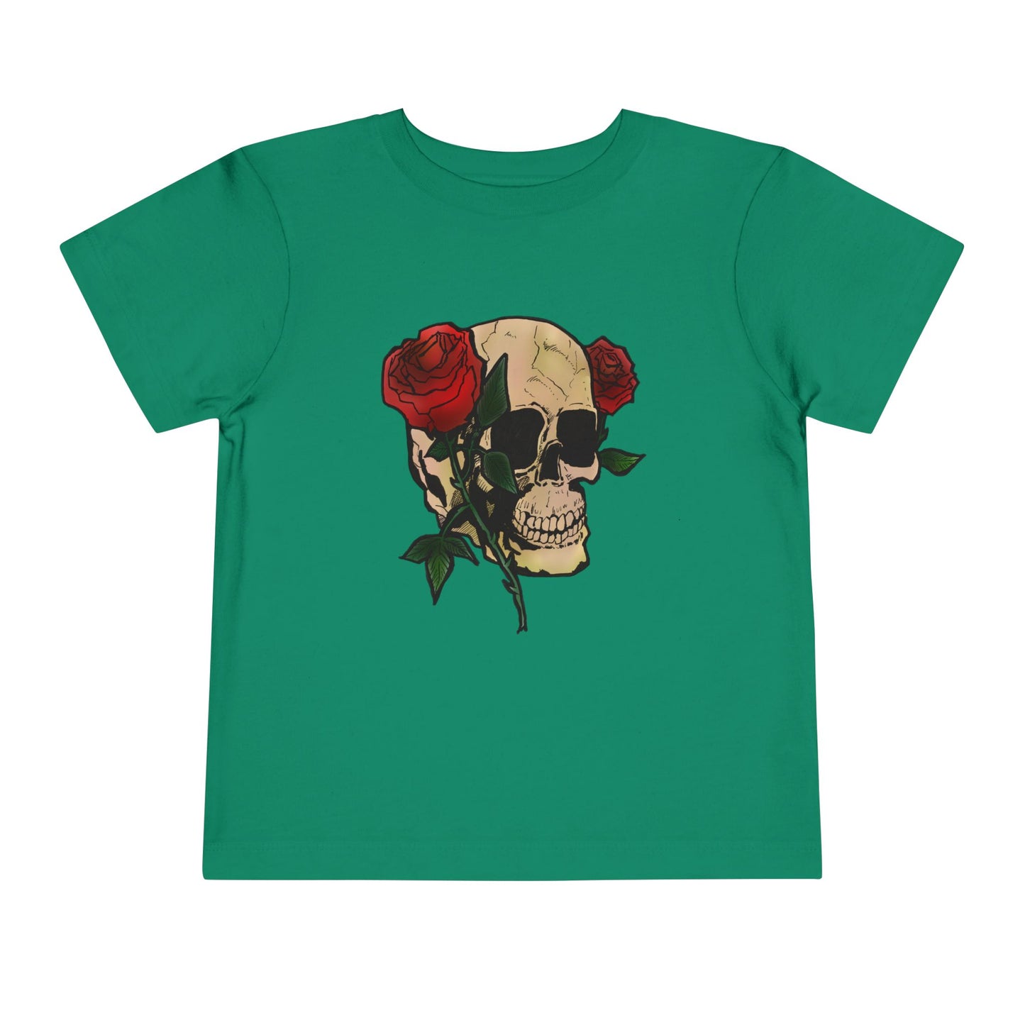 Toddler Tee — Skull with Red Roses Graphic