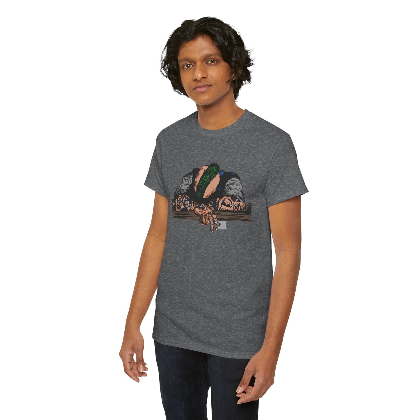 Punk and Done Stylish Unisex Heavy Cotton Tee with Artistic Print, Casual Tee, Graphic T-Shirt, Gift for Art Lovers, Everyday Wear, Unique Art Apparel