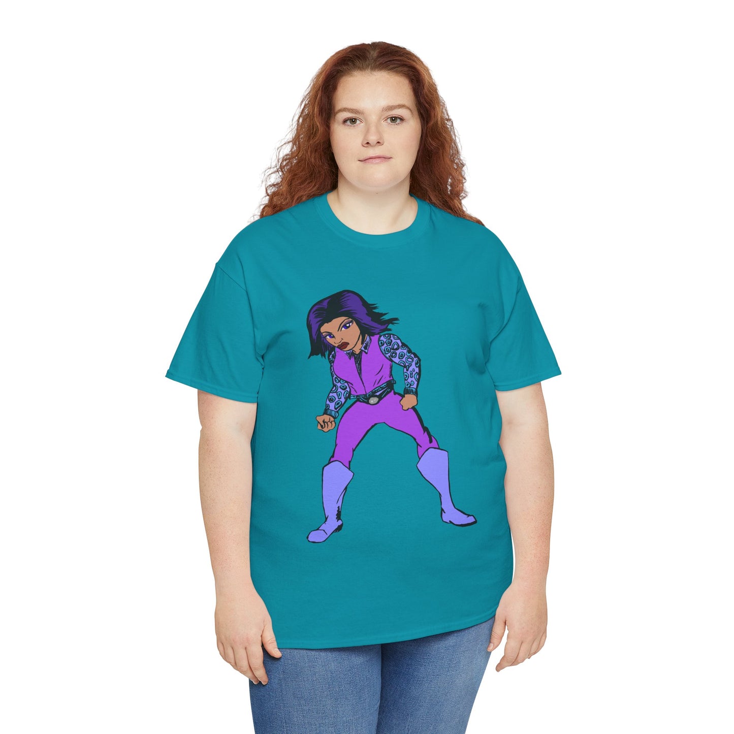 Retro Cartoon Hero Woman Character Unisex Heavy Cotton Tee, Vintage Graphic Tee, Fun T-Shirt, Gift for Fans, Casual Wear, Everyday Tee