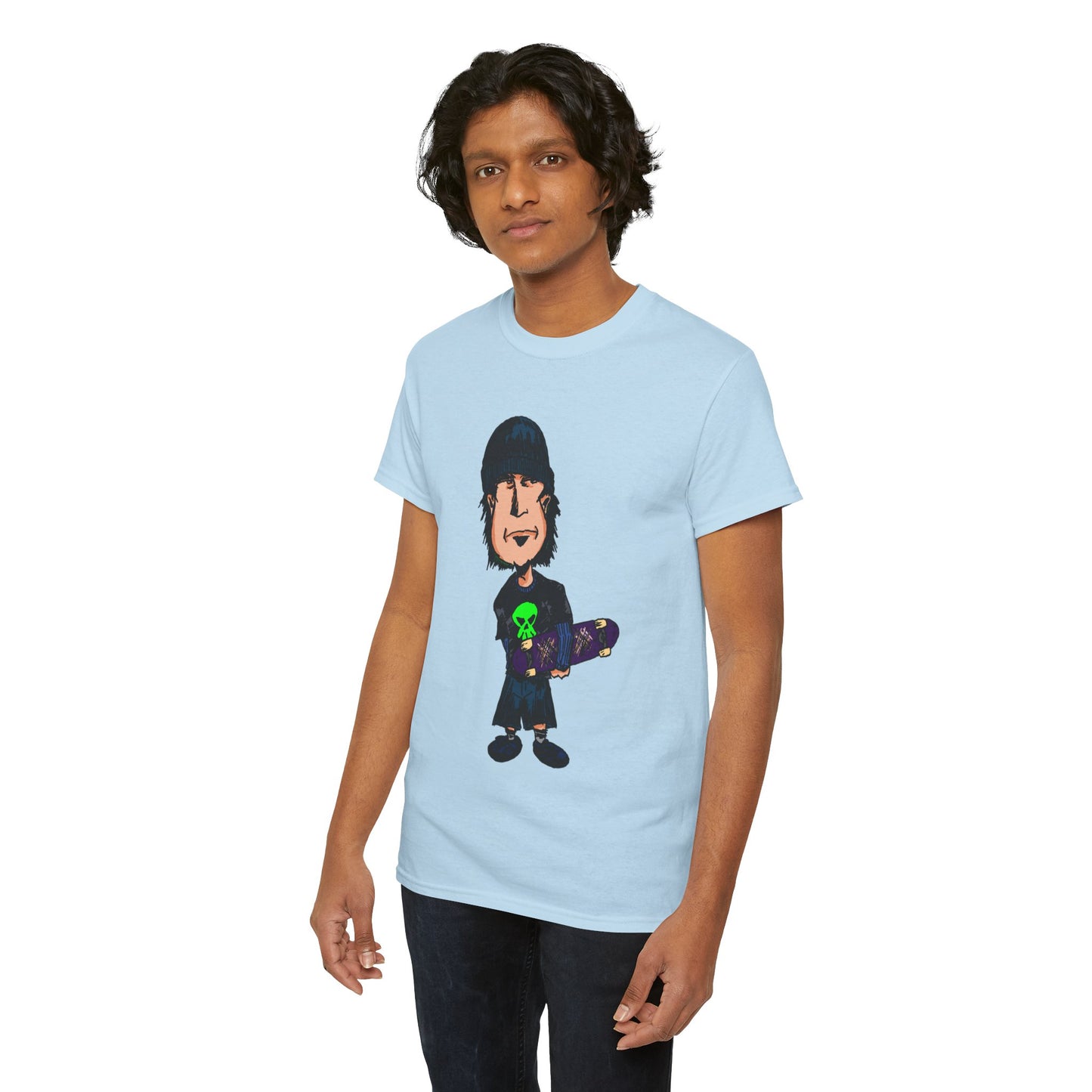 Rude Skater Dude - Skate Punk Cartoon Tee – Boy with Skateboard Graphic Shirt