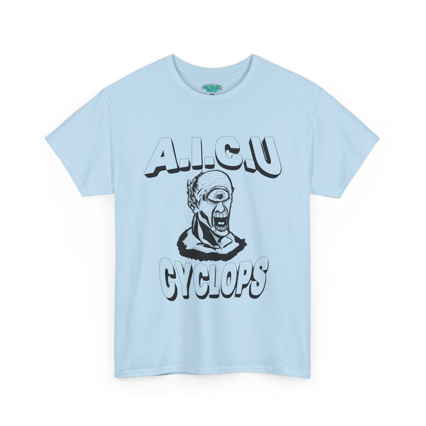 Graphic Unisex Tee - Fake AICU University Cyclops Mascot Mythology Shirt