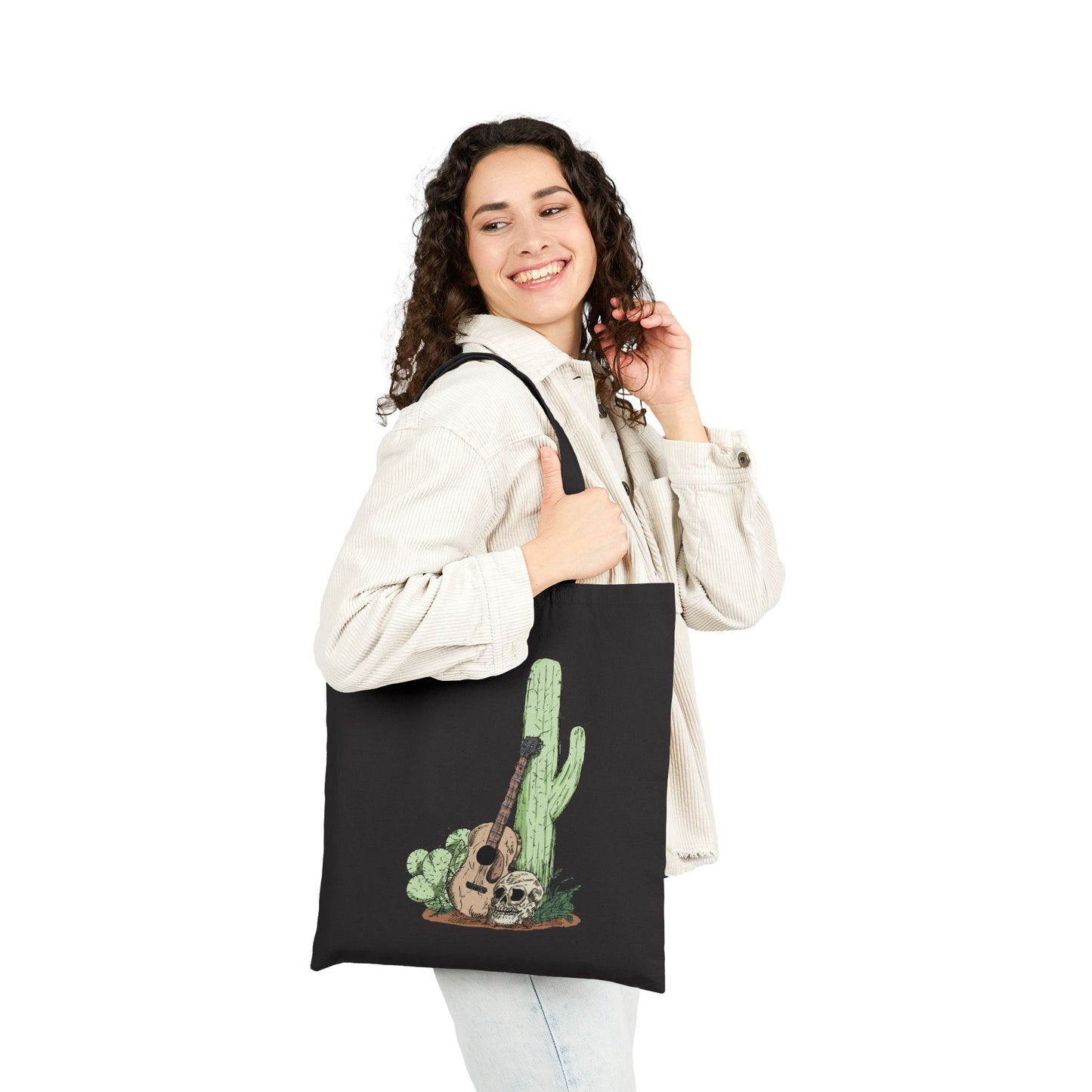 Desert Guitar Canvas Tote Bag – Cactus & Guitar Eco Shopper
