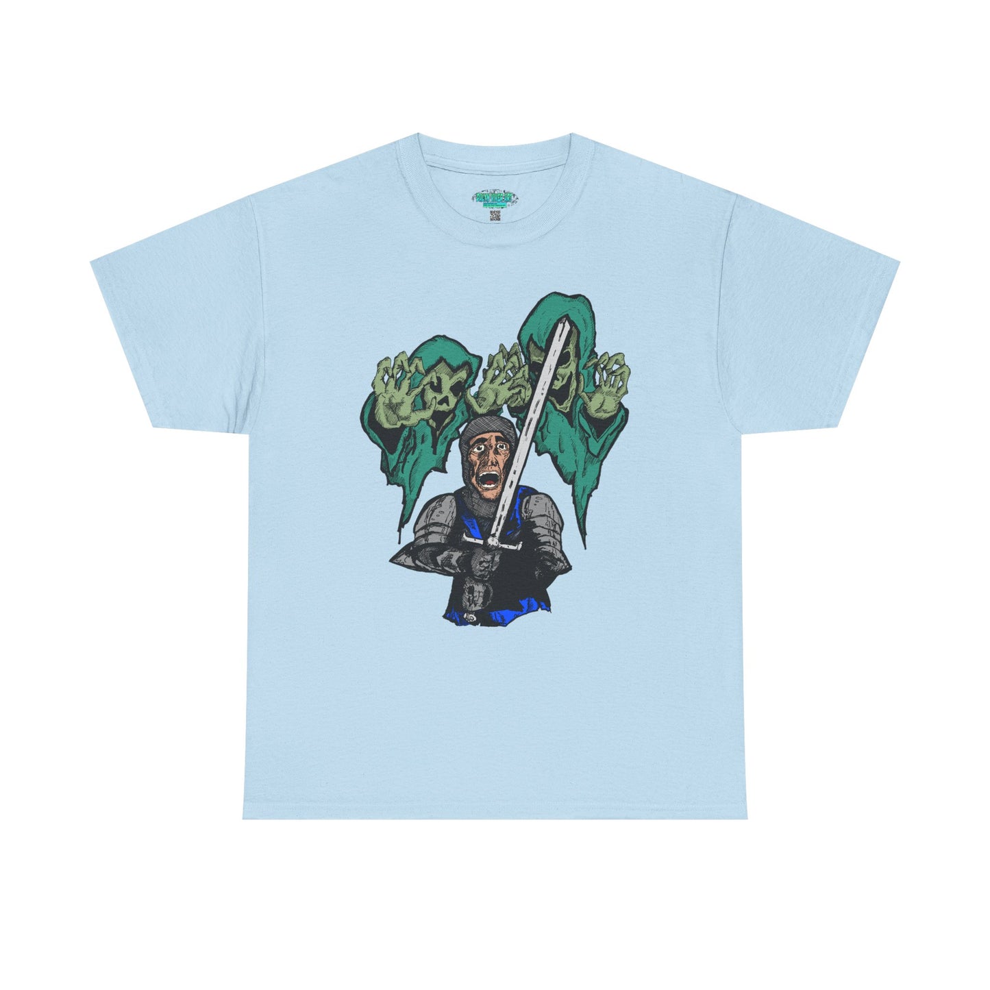 Unisex Heavy Cotton Tee - Knight with Sword Graphic - Casual Streetwear