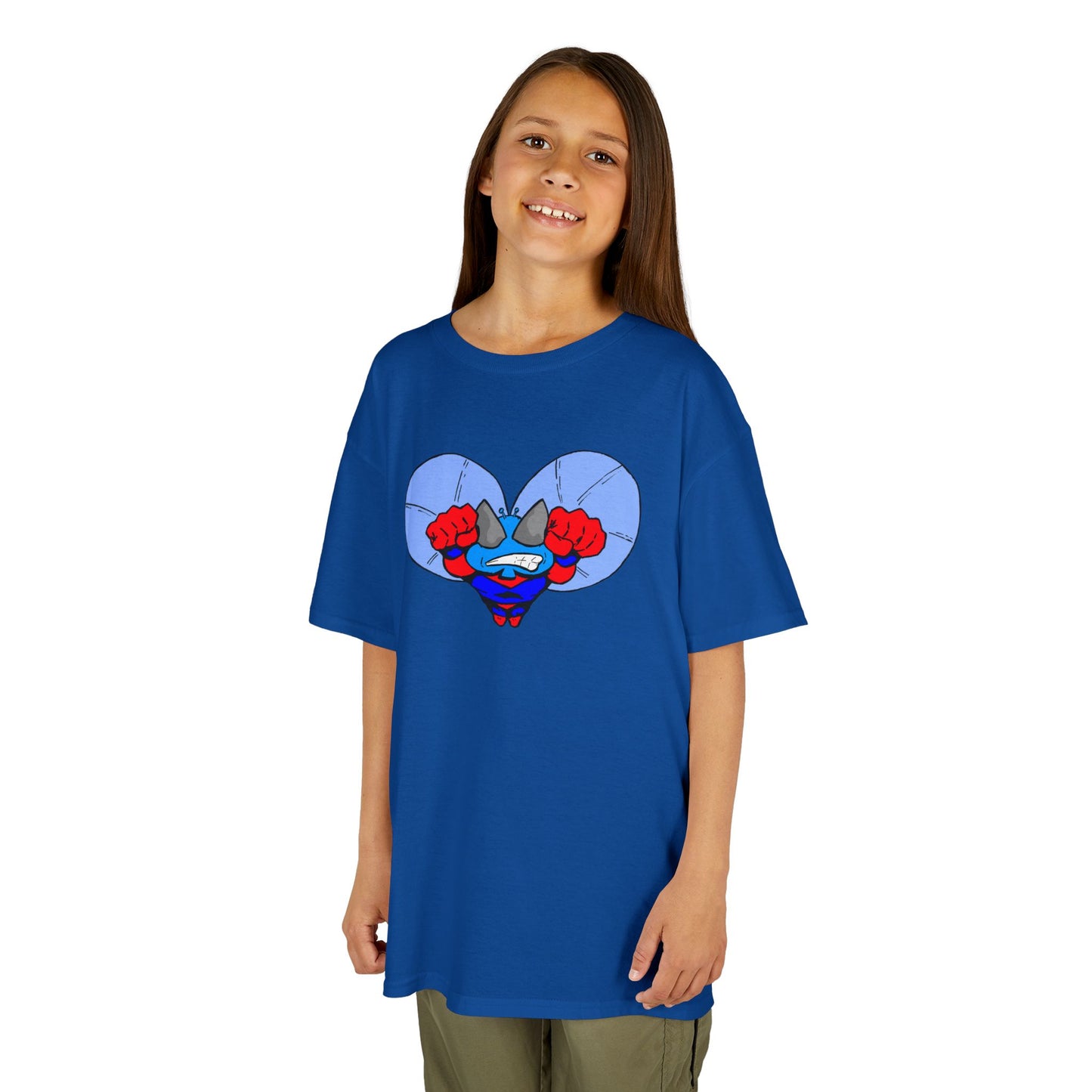 Astro-Fly Kids Superhero T‑Shirt — Cute Blue Hero Design