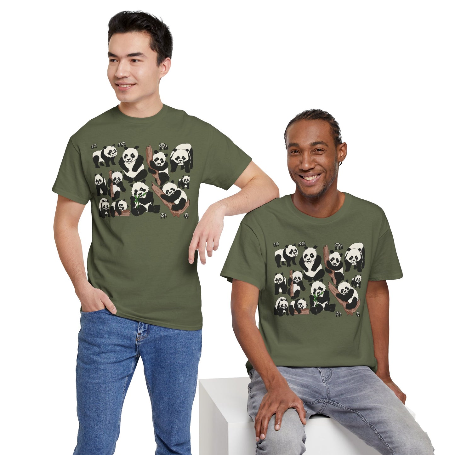 Cute Panda Design Unisex Heavy Cotton Tee | Animal Lover Gift, Casual Wear, Eco-Friendly Apparel, Nature Enthusiast Clothing