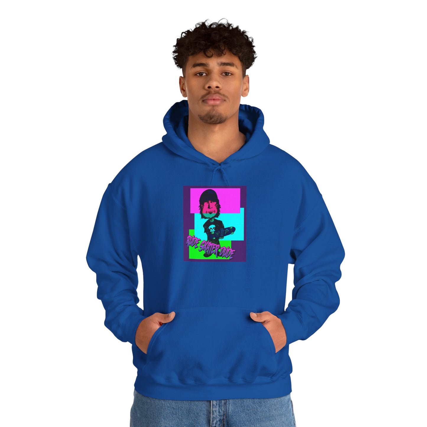 Retro Neon Rude Skater Dude Hoodie — Streetwear