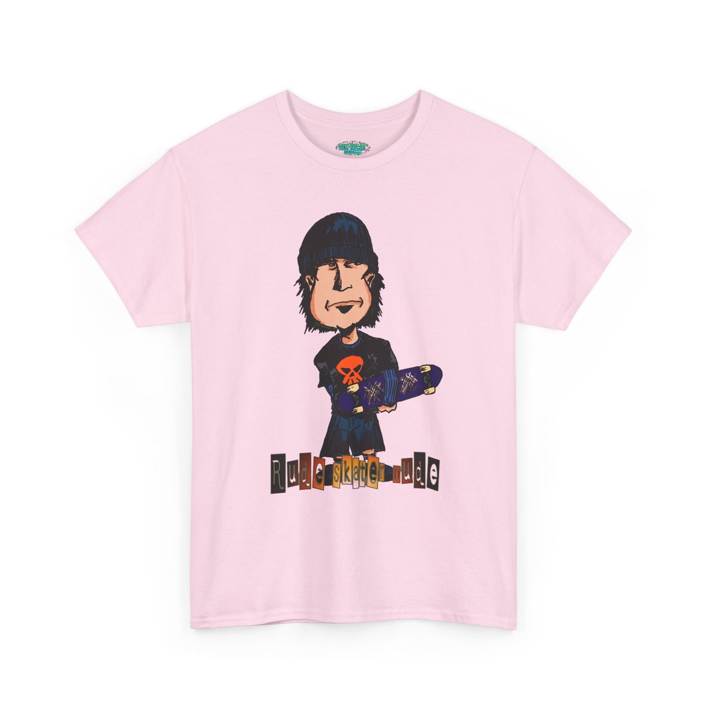 Rude Skater Dude Cartoon Skate Punk T-Shirt — Skateboarding Tee with Skull Design