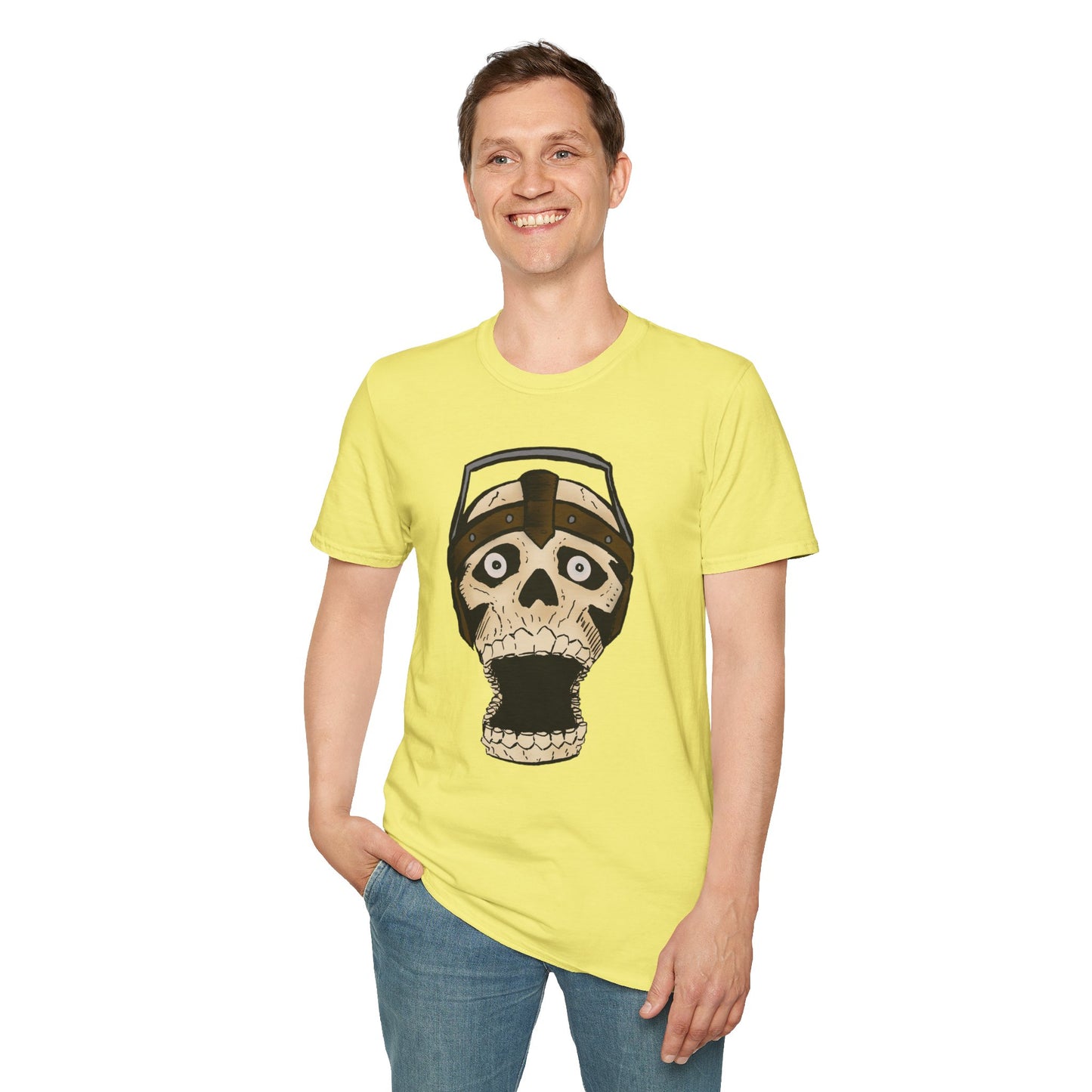 Electric Screaming Skull Unisex Softstyle T-Shirt