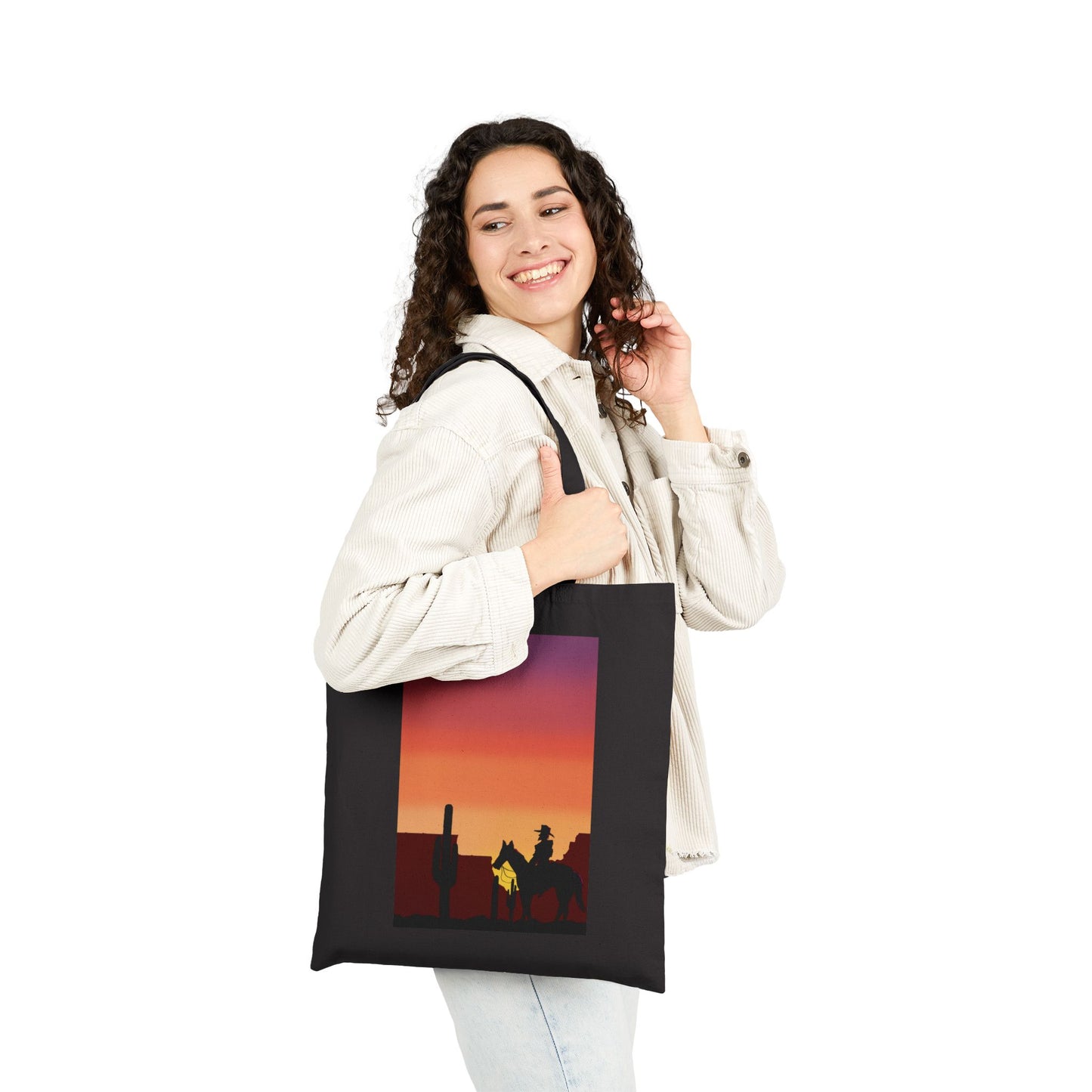 Sunset Silhouette Canvas Tote Bag – Desert Skyline Sunset Eco Tote