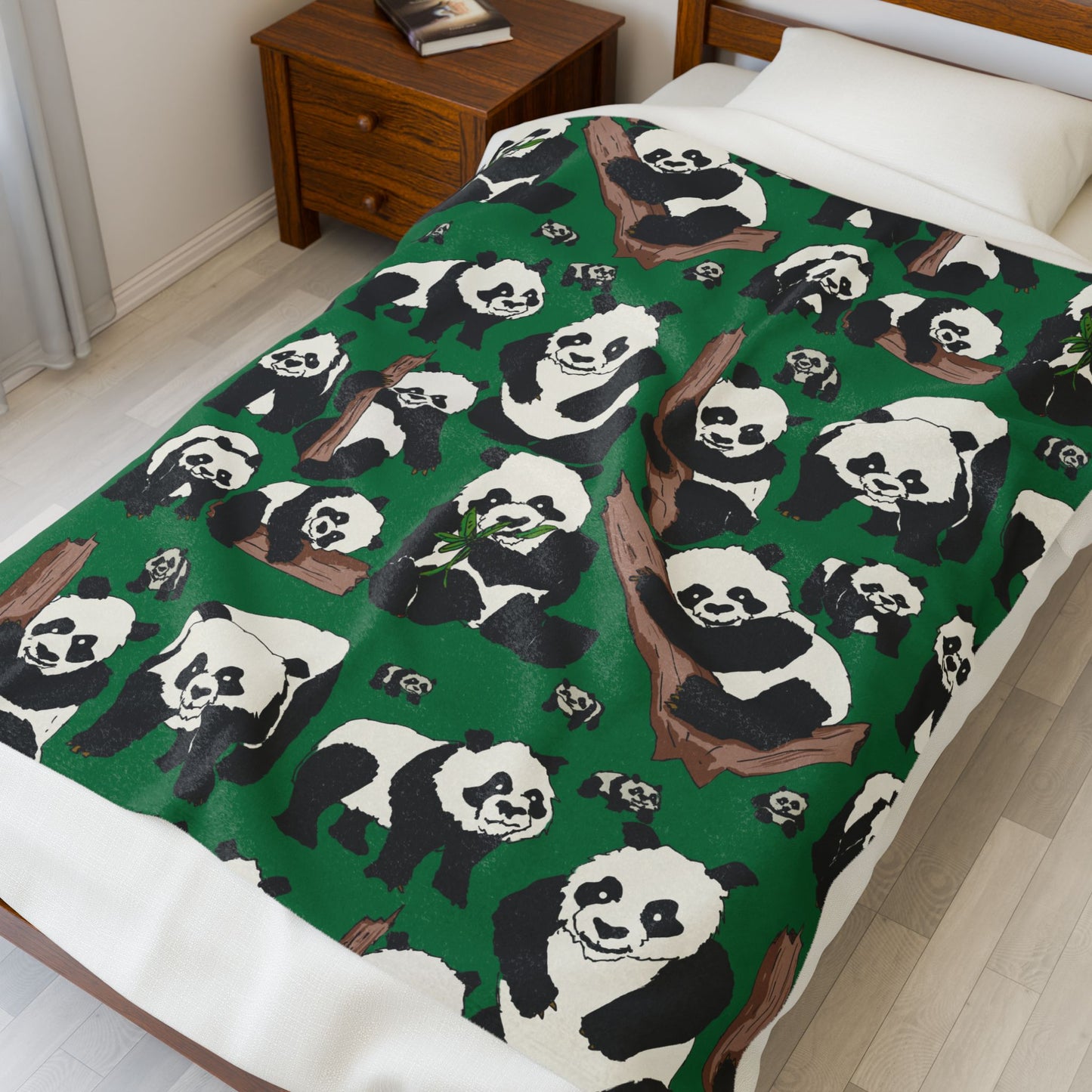 Cozy Panda Velveteen Plush Blanket | Soft Throw for Kids, Nursery Decor, Animal Lover Gift, cuddly sofa blanket, Warm Home Accessory
