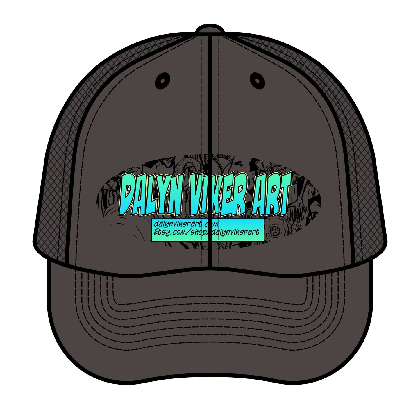 Dalyn Viker Art - Retro Trucker Hat, Stylish Headwear, Outdoor Gear, Festival Fashion, Gift for Him/Her, Vintage Cap