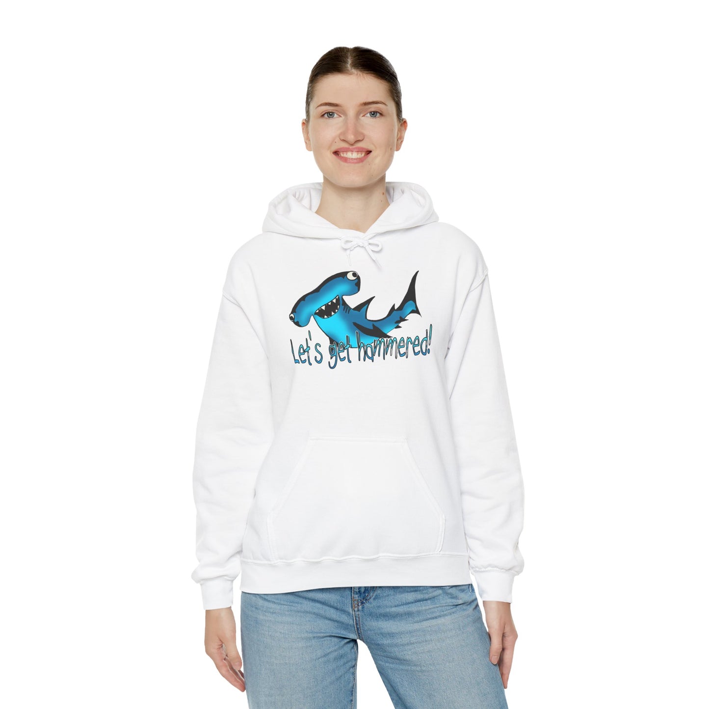 Let's Get Hammered Shark-Themed Unisex Hoodie: Let's Get Fin-tastic, Casual Wear, Gift for Ocean Lovers, Beach Party, Summer Fun