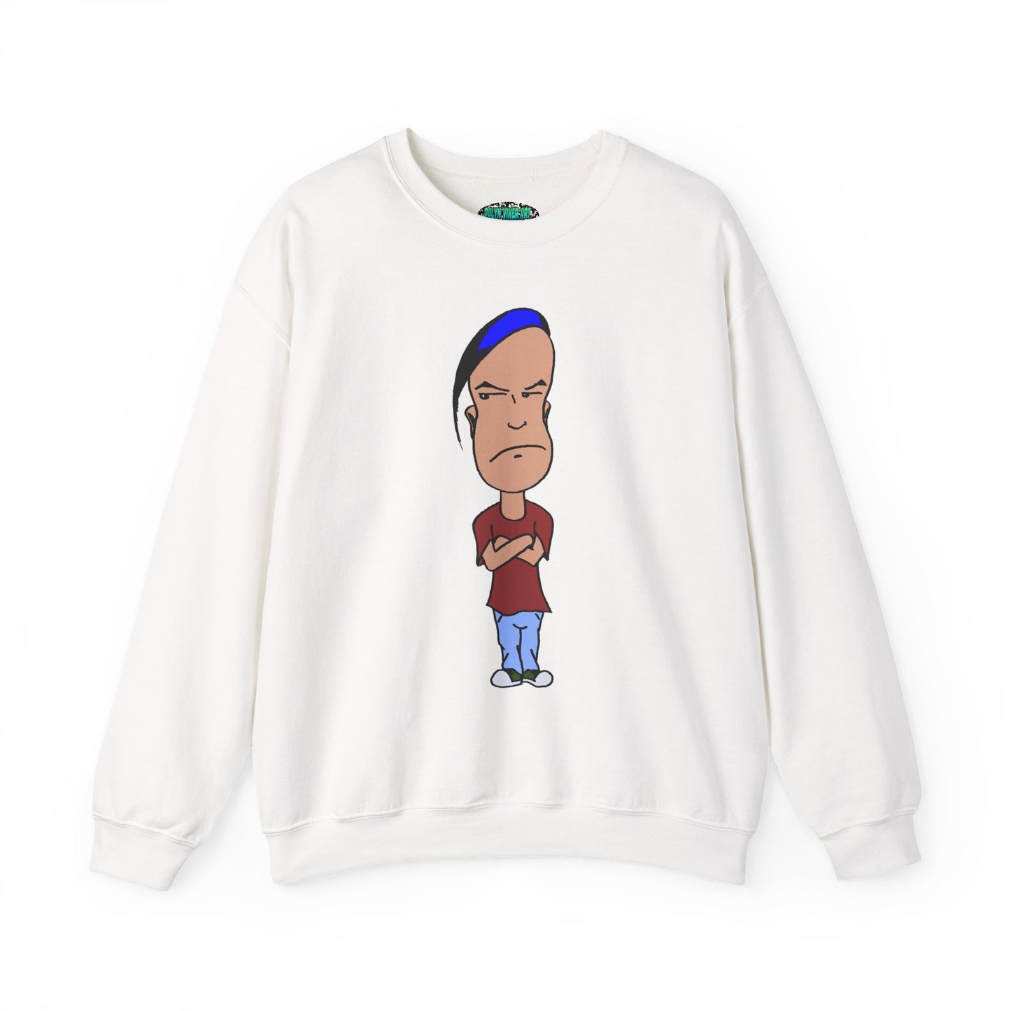 Smug Cartoon Graphic Crewneck Sweatshirt for Casual Style