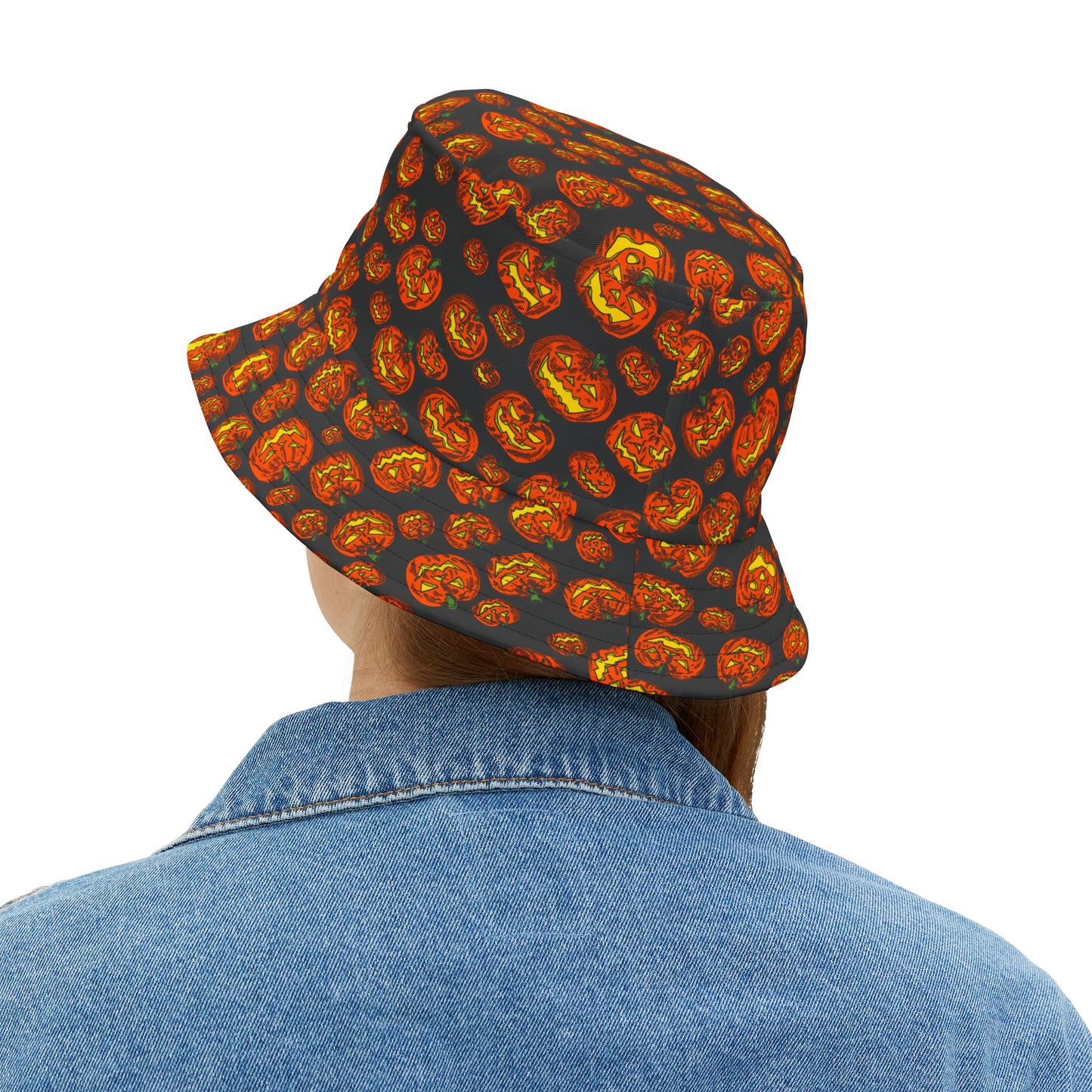 Halloween Pumpkin Bucket Hat, Festive Accessory for Fall, Trick or Treat Gear, Unisex Hat, Autumn Outdoor Fun, Spooky Style