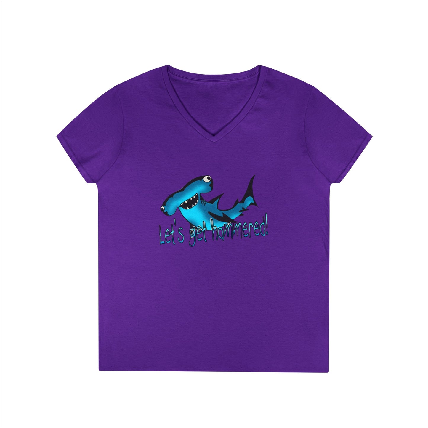 Funny Shark Ladies' V-Neck T-Shirt | Let's Get Hammered Design