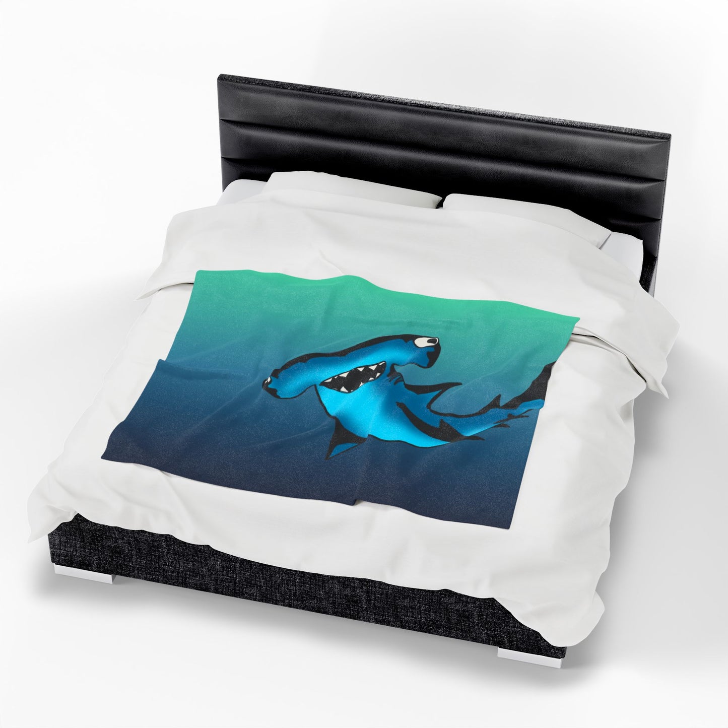 Harley Hammerhead Shark Velveteen Plush Blanket — Cute Ocean Animal Throw for Kids & Beach Lovers
